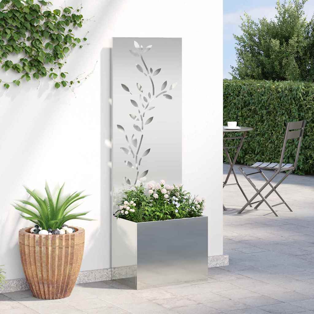 Jardinier avec Panneau Décoratif Argent 50 x 140 cm - XIOS