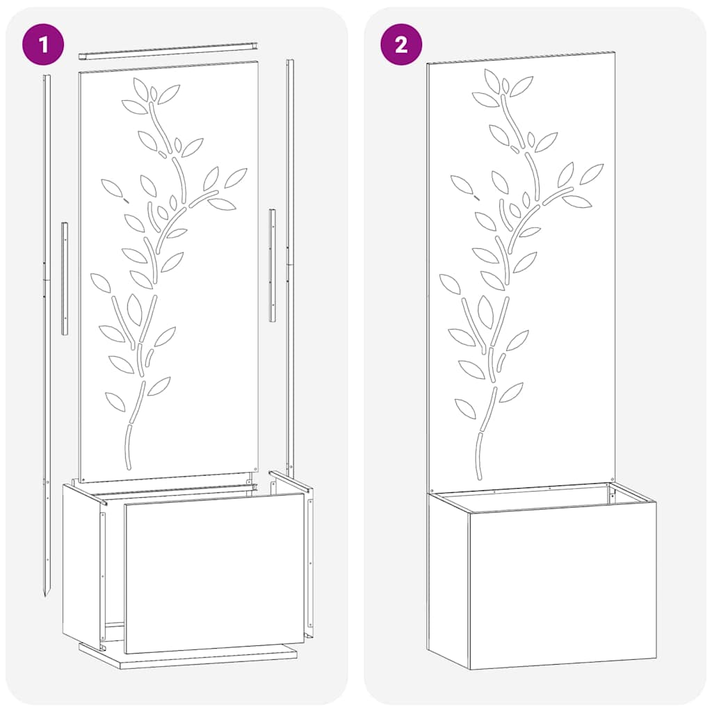 Jardinier avec Panneau Décoratif Rouillé 50 x 140 cm - XIOS