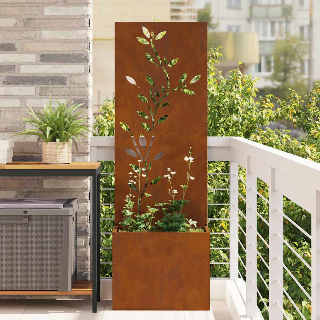 Jardinier avec Panneau Décoratif Rouillé 50 x 140 cm - XIOS