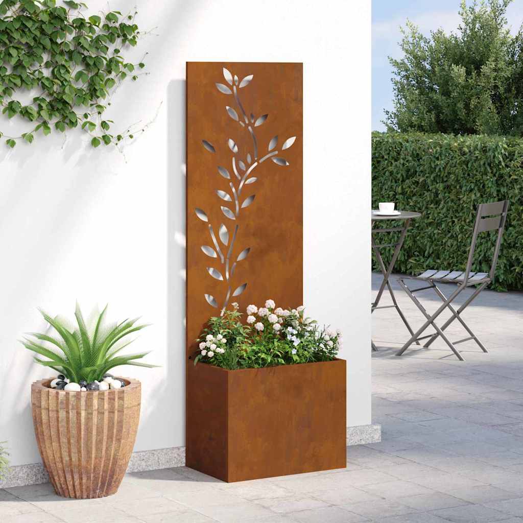 Jardinier avec Panneau Décoratif Rouillé 50 x 140 cm - XIOS