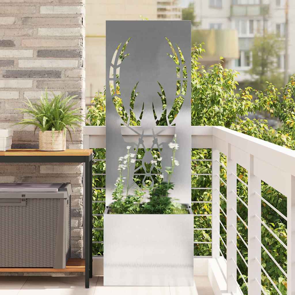 Jardinier avec Panneau Décoratif Argent 50 x 140 cm - XIOS