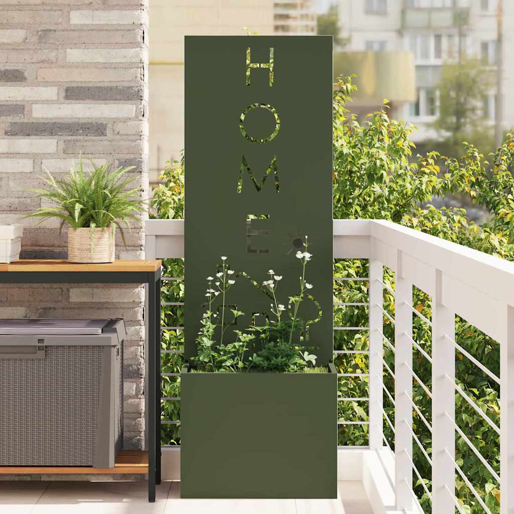 Jardinier avec Panneau Décoratif Vert olive 50 x 140 cm - XIOS