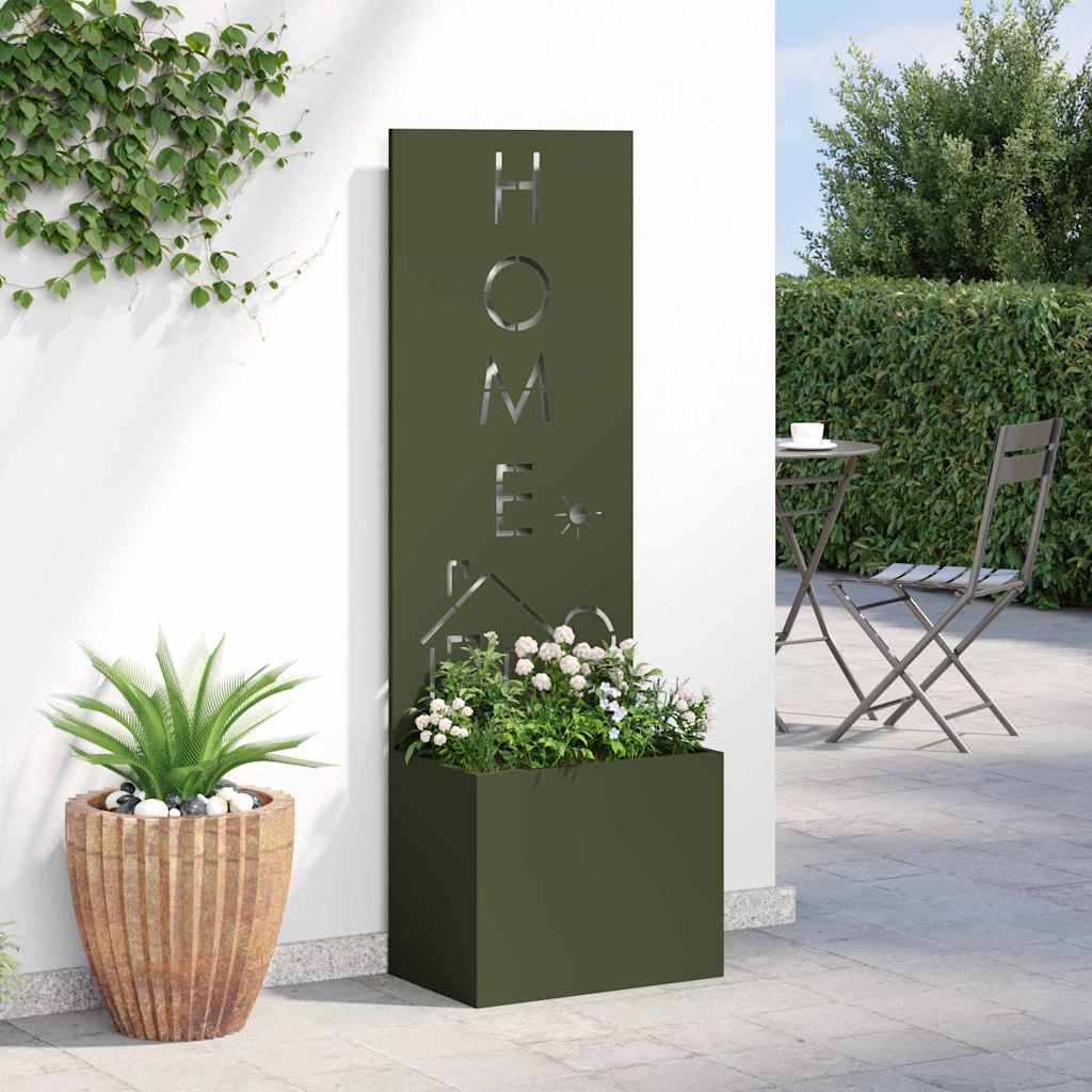 Jardinier avec Panneau Décoratif Vert olive 50 x 140 cm - XIOS
