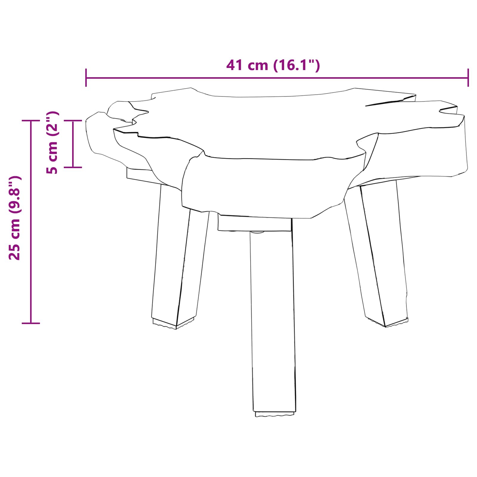 Table de chevet Marron 40 x 40 x 25 cm Bois Recyclé Solide