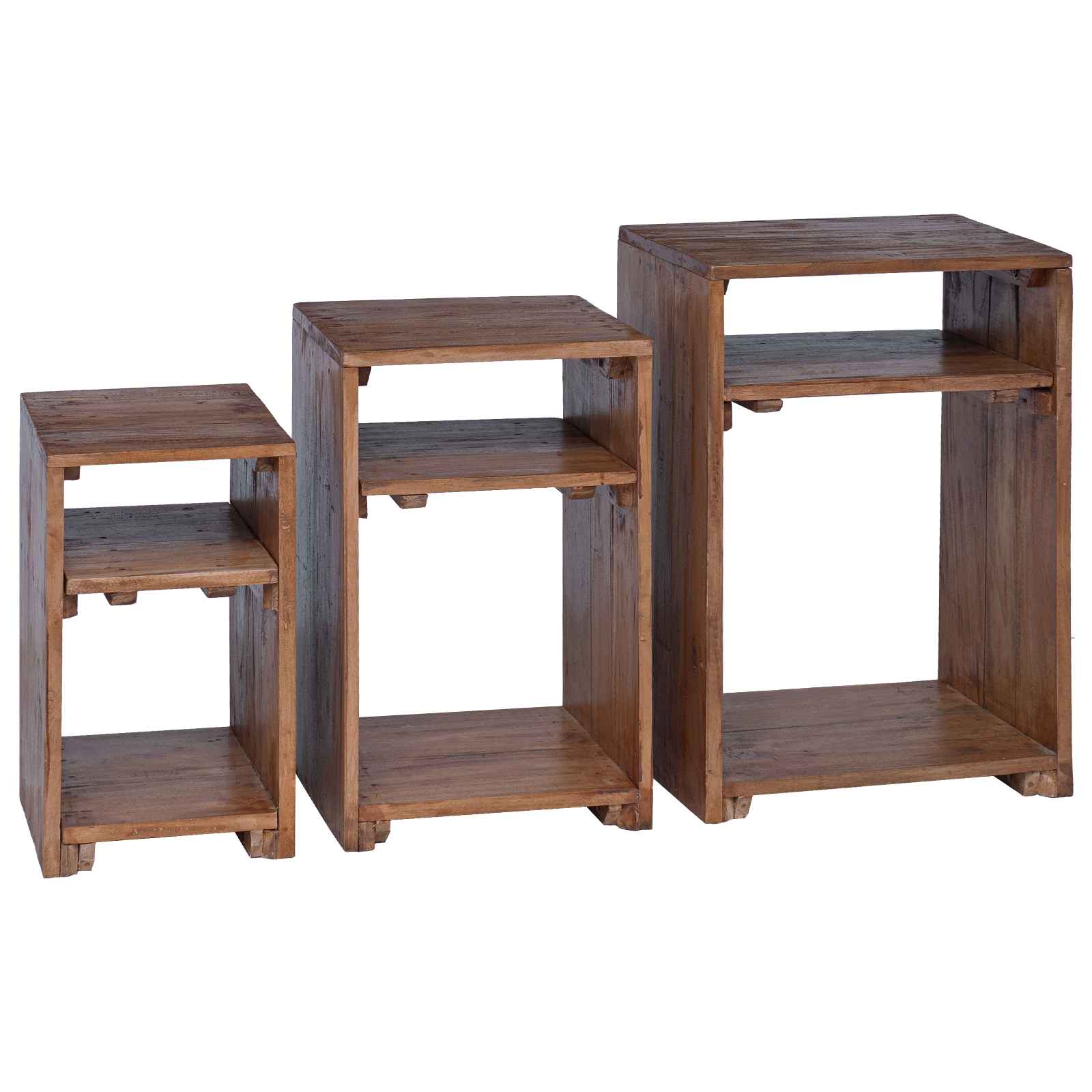 Table d'Accent 3 pcs Marron Bois de Mahogany Massif - XIOS