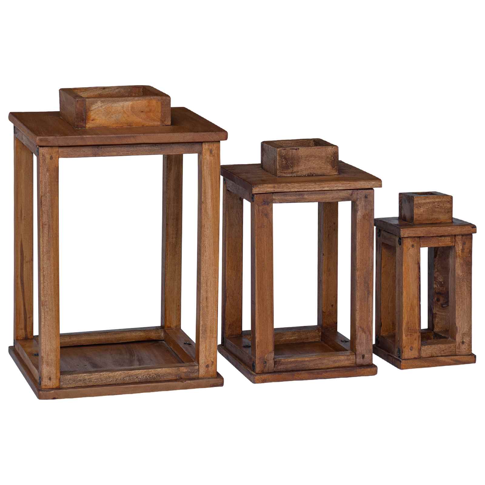 Lanterne 3 pcs Naturel Bois d'Acajou - XIOS