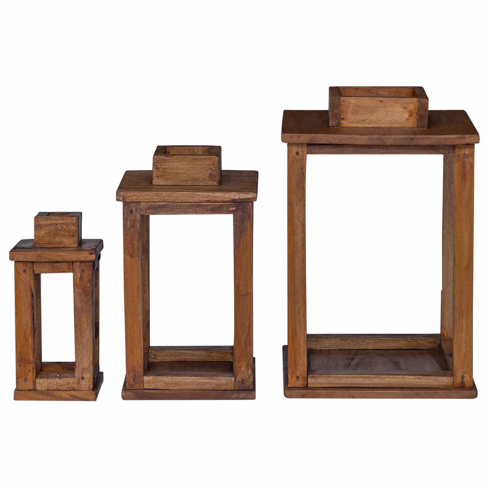 Lanterne 3 pcs Naturel Bois d'Acajou - XIOS