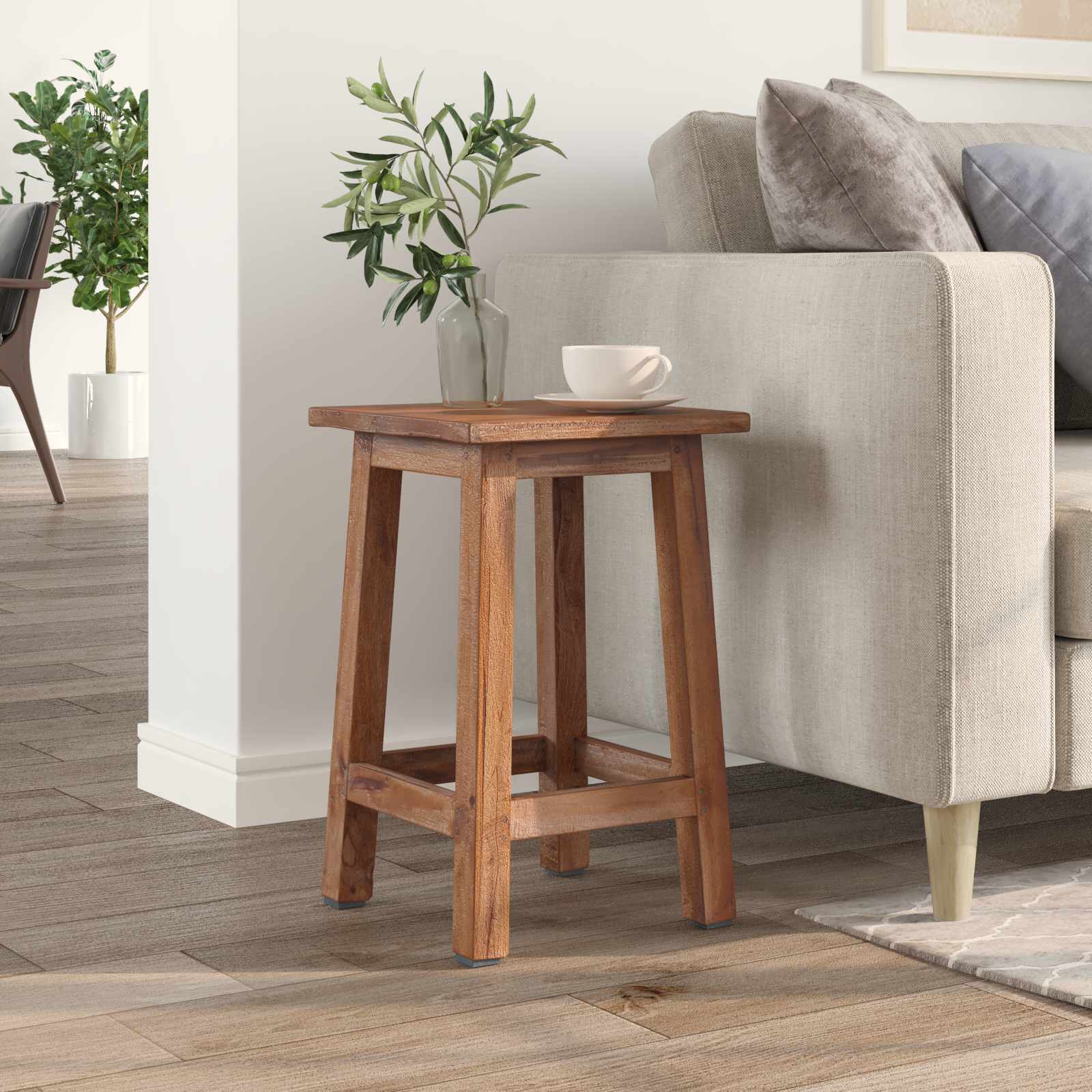 Tabouret Naturel 30 x 30 x 47 cm Bois d'Acajou - XIOS