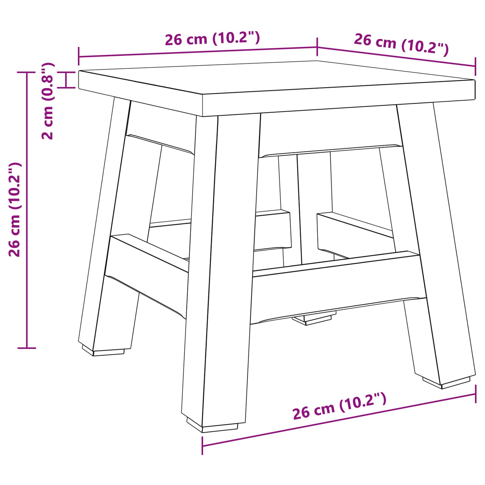 Tabouret Naturel 26 x 26 x 26 cm Bois d'Acajou - XIOS