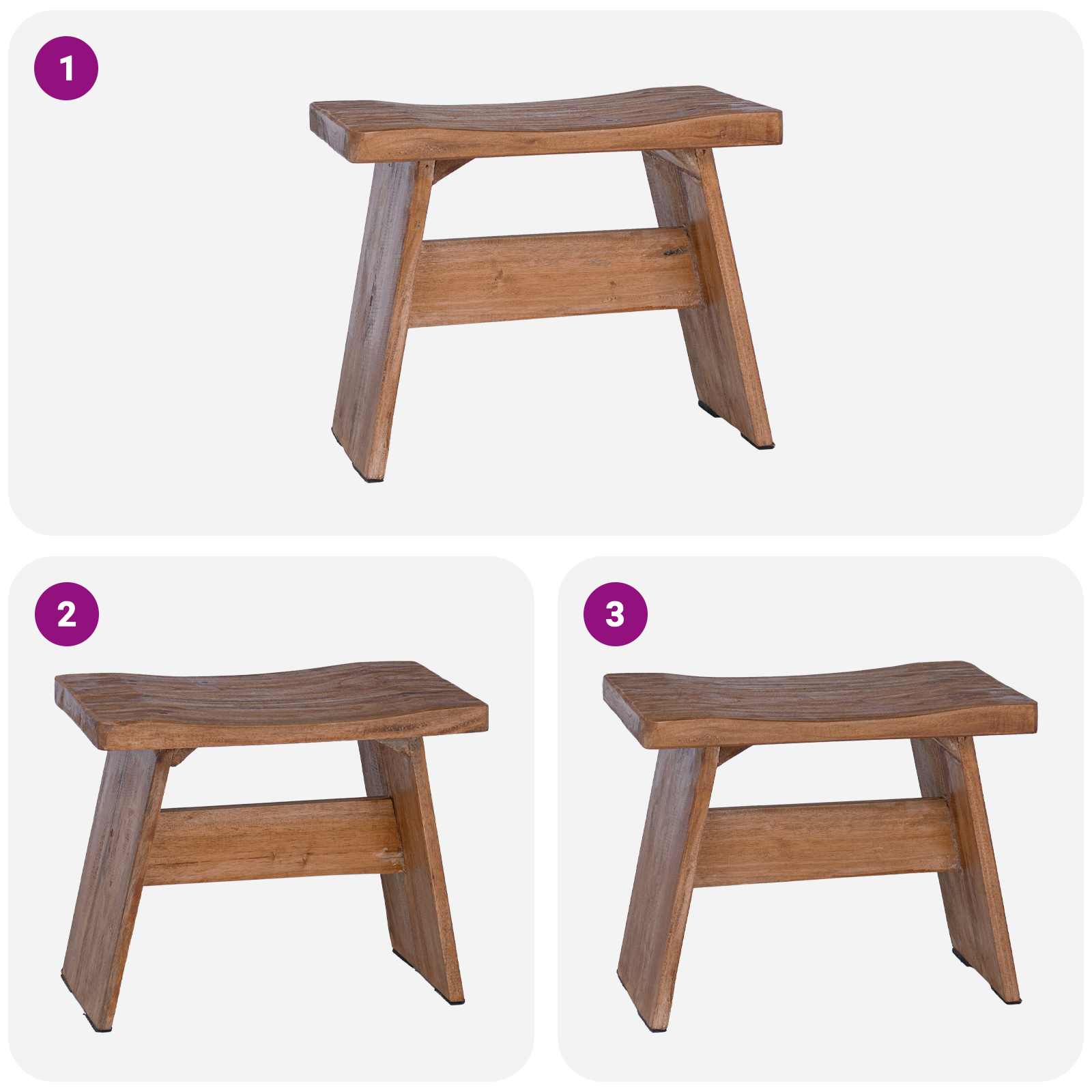 Tabouret Naturel 40 x 25 x 31 cm Bois d'Acajou - XIOS