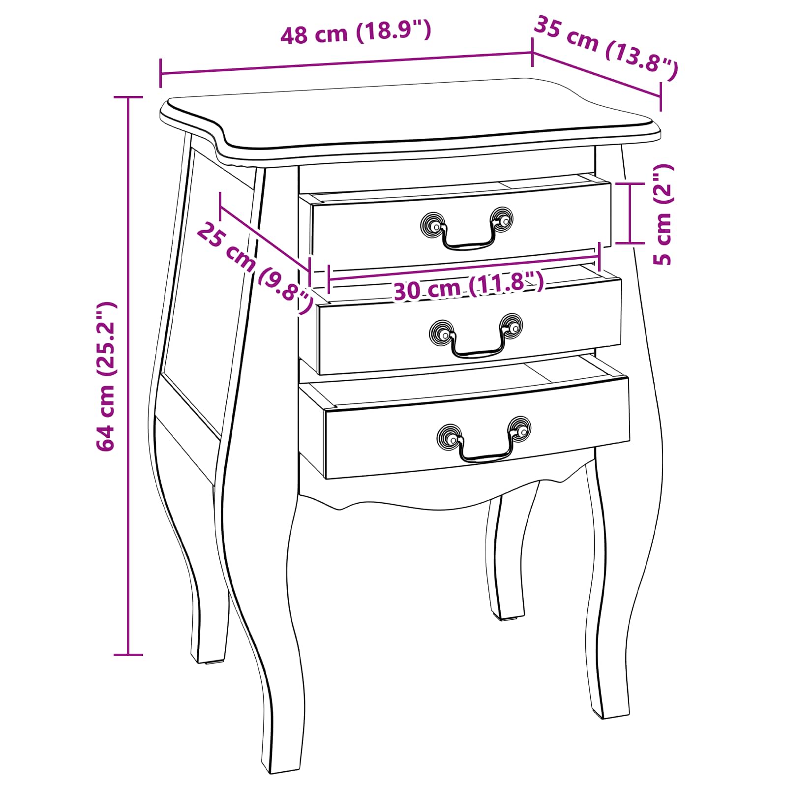 Coffre de rangement 48 x 35 x 64 cm Bois de Mahogany Massif - XIOS