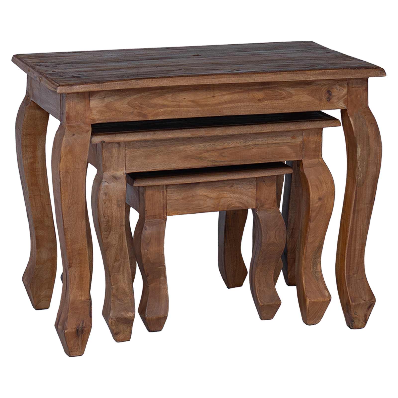 Table Gigogne 3 pcs Marron Bois massif d'acajou - XIOS