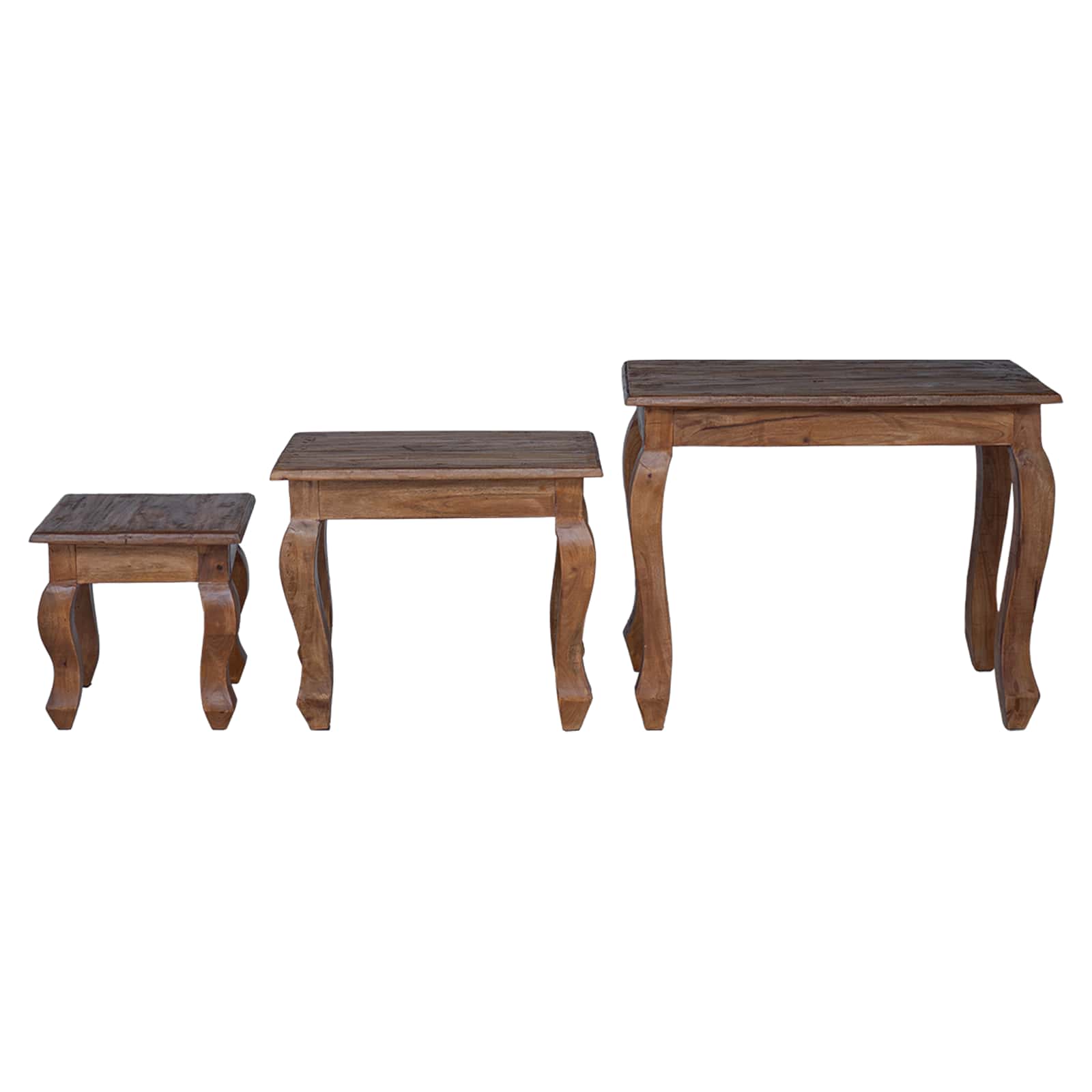 Table Gigogne 3 pcs Marron Bois massif d'acajou - XIOS