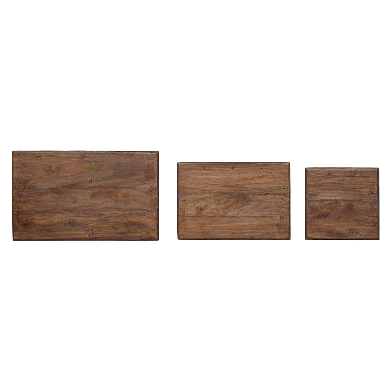 Table Gigogne 3 pcs Marron Bois massif d'acajou - XIOS