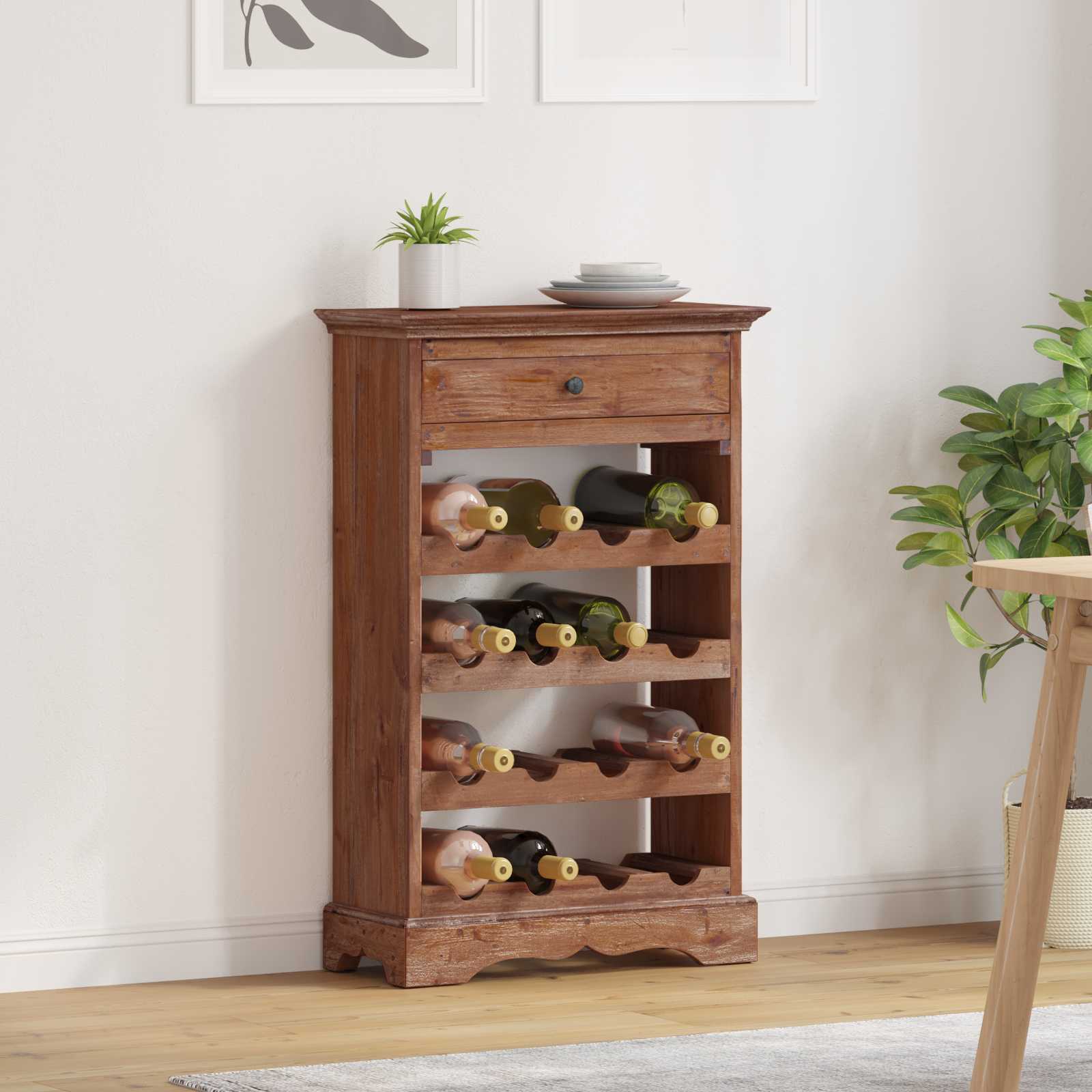 Étagère à vin 55 x 23 x 85 cm Bois de Mahogany Massif - XIOS