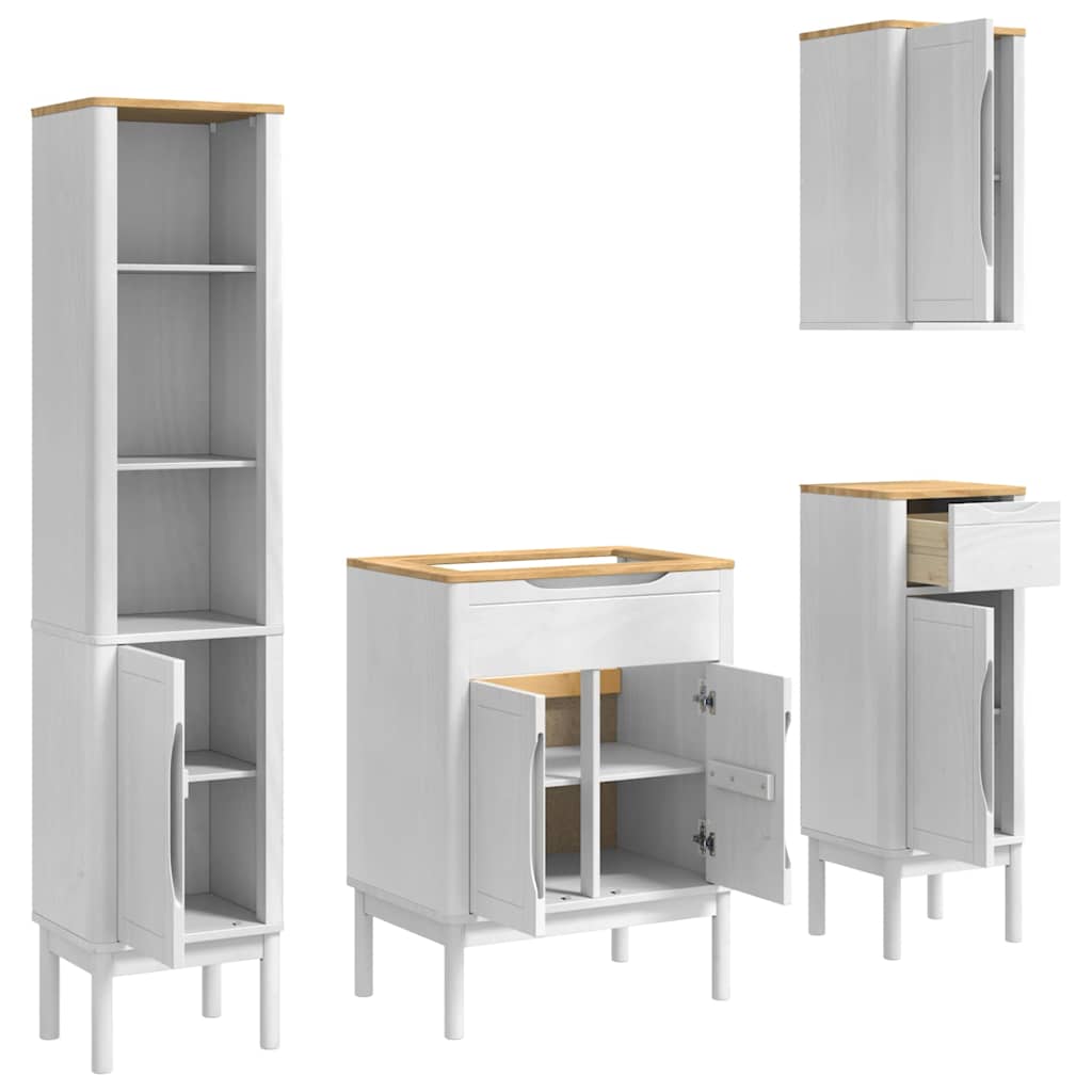 Ensemble de mobilier de salle de bain FLORO 4 pièces Blanc