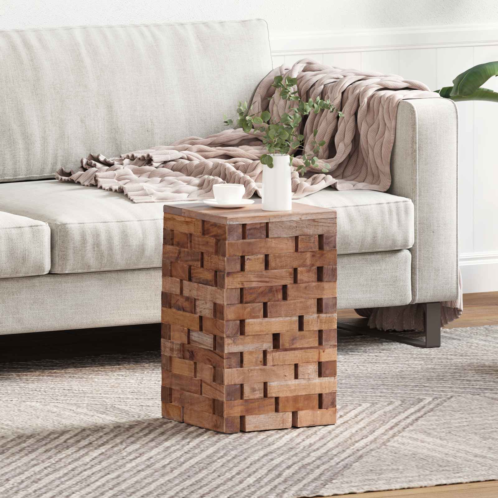 Tabouret Naturel 29 x 29 x 48 cm Bois massif de récupération - XIOS