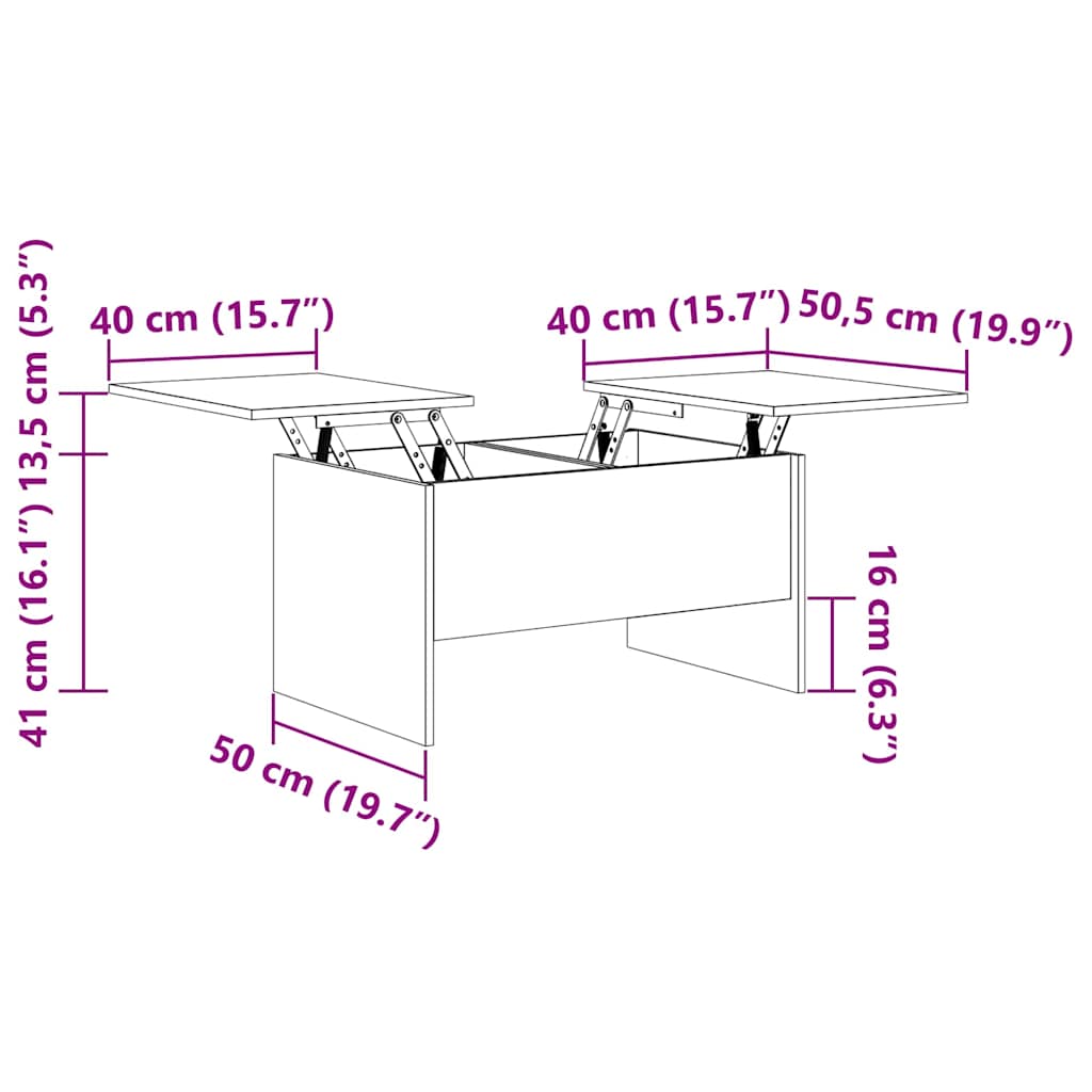 Table basse Chêne noir 80 x 50,5 x 42,5 cm Bois d'ingénierie - XIOS