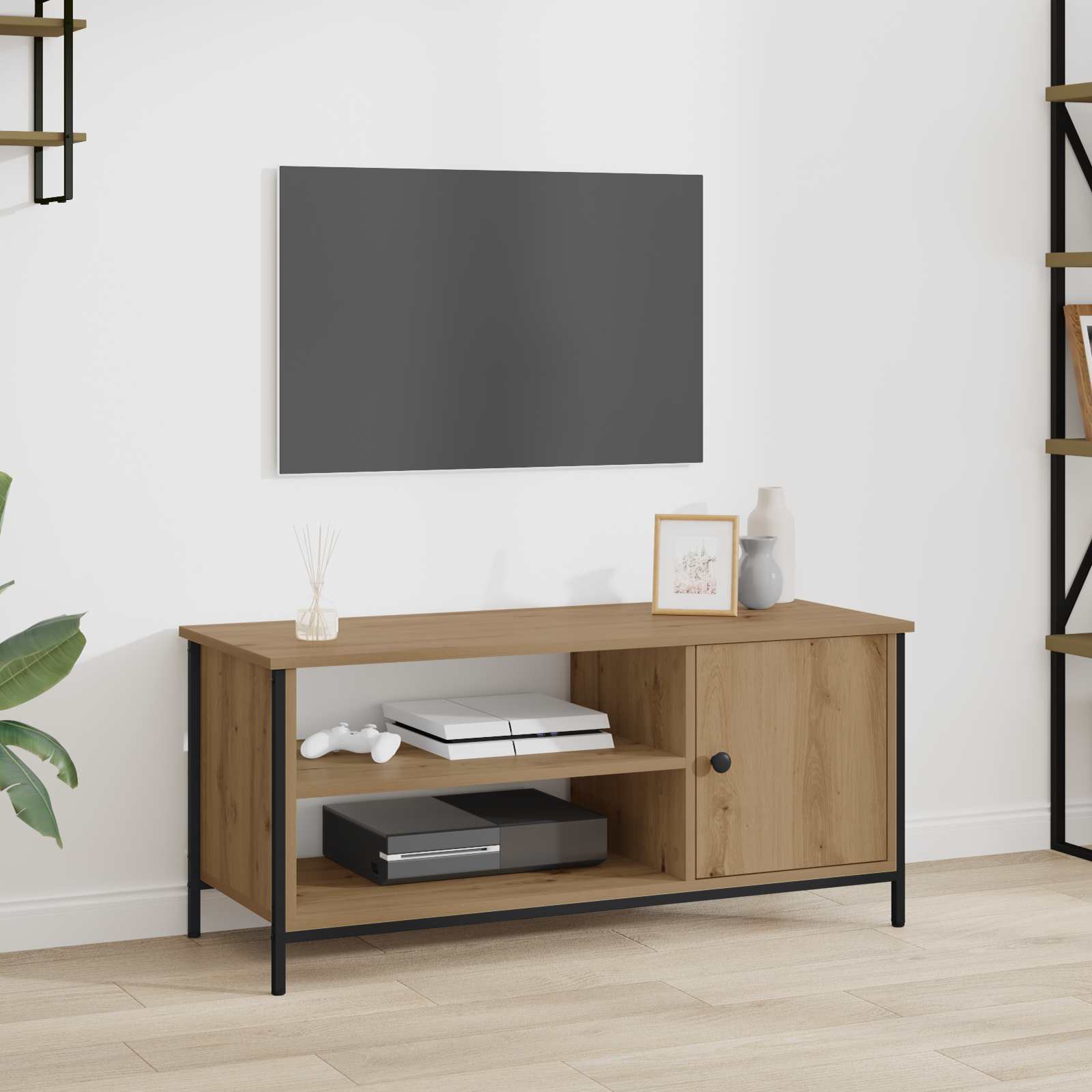 Meuble TV 100 x 40 x 45 cm Chêne artisanal Bois d'ingénierie - XIOS