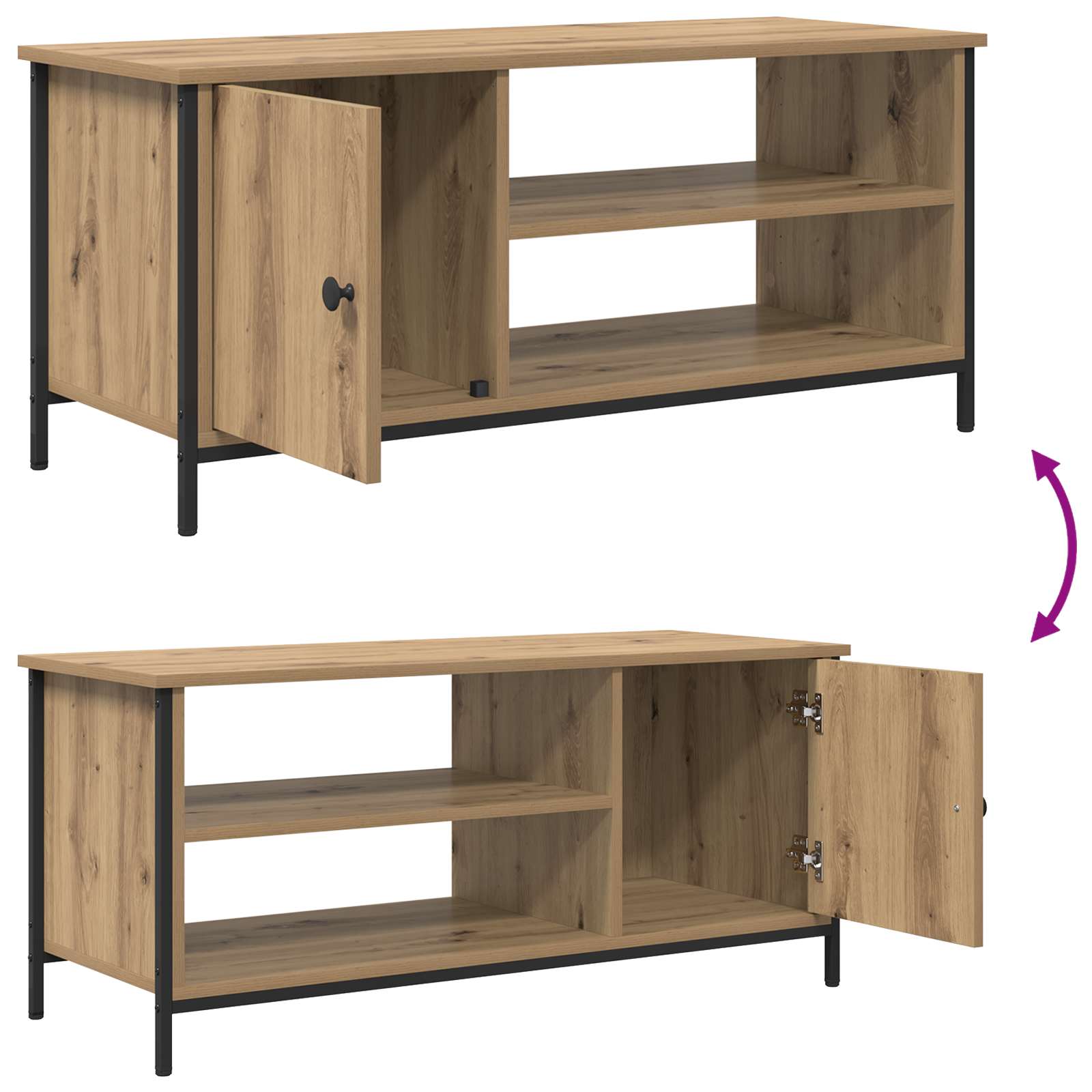 Meuble TV 100 x 40 x 45 cm Chêne artisanal Bois d'ingénierie - XIOS