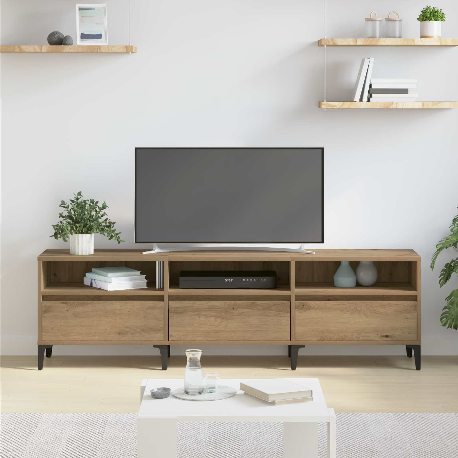 Meuble TV avec tiroir Chêne artisanal 150 x 30 x 45 cm - XIOS