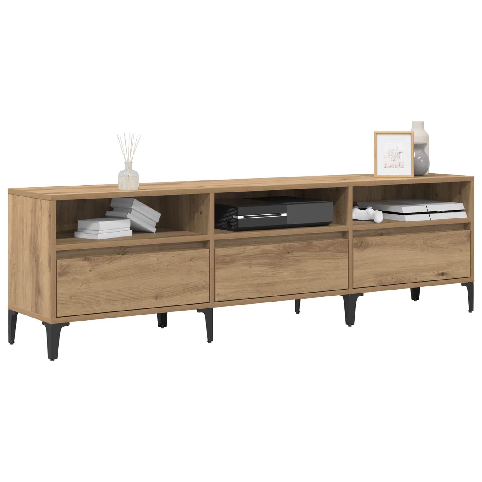 Meuble TV avec tiroir Chêne artisanal 150 x 30 x 45 cm - XIOS