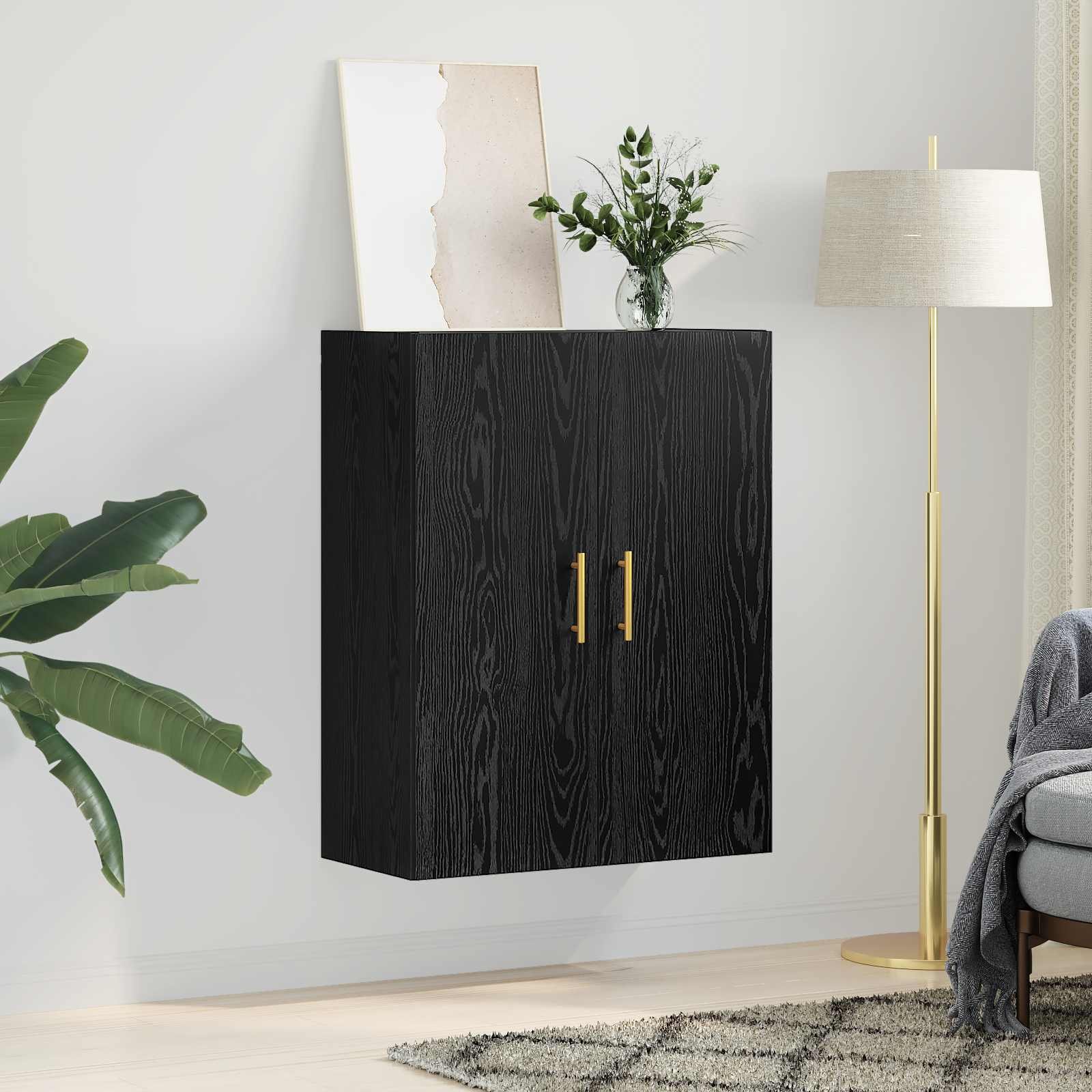 Meuble mural Chêne noir 69,5 x 34 x 90 cm Bois d'ingénierie - XIOS