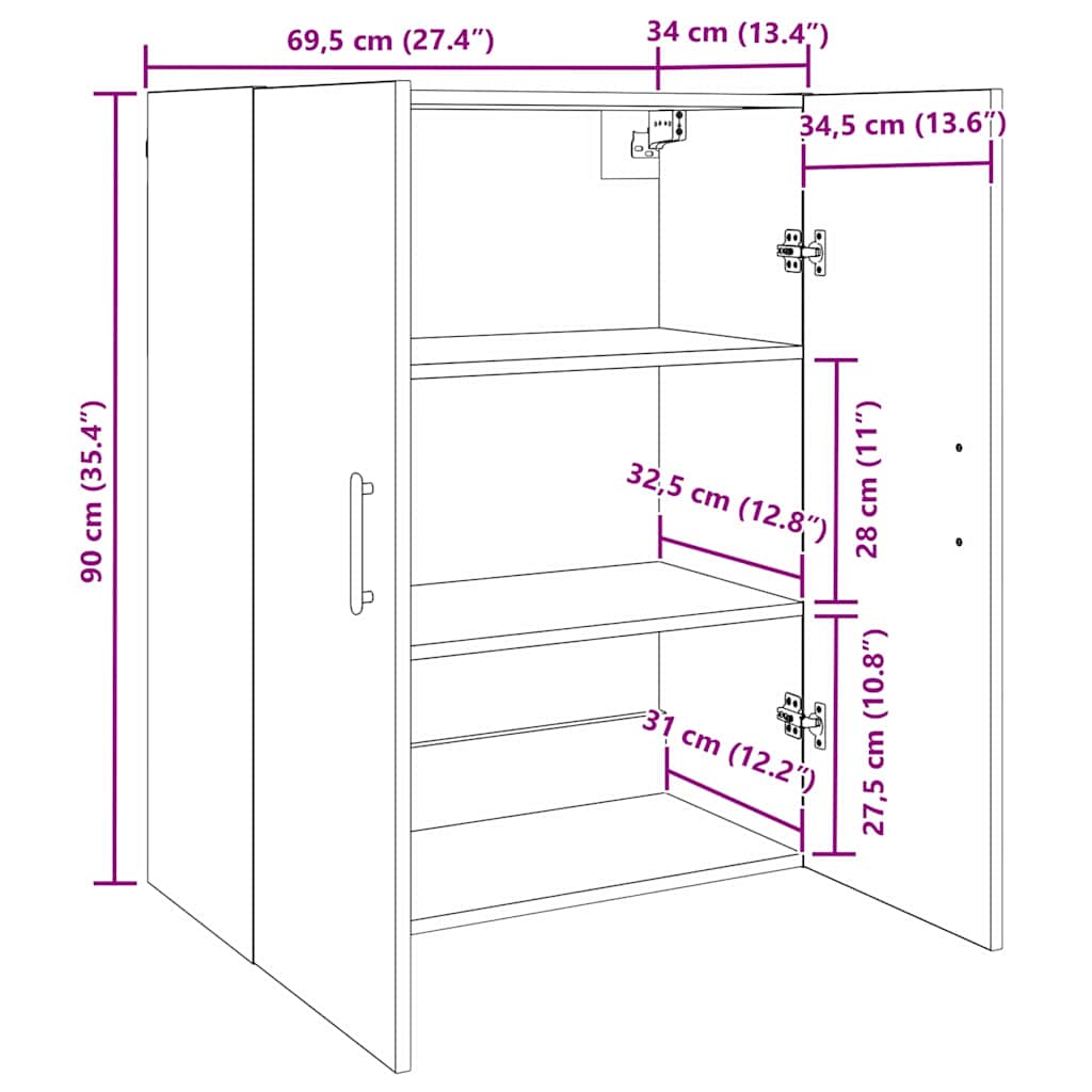 Meuble mural Bois ancien 69,5 x 34 x 90 cm Bois d'ingénierie - XIOS