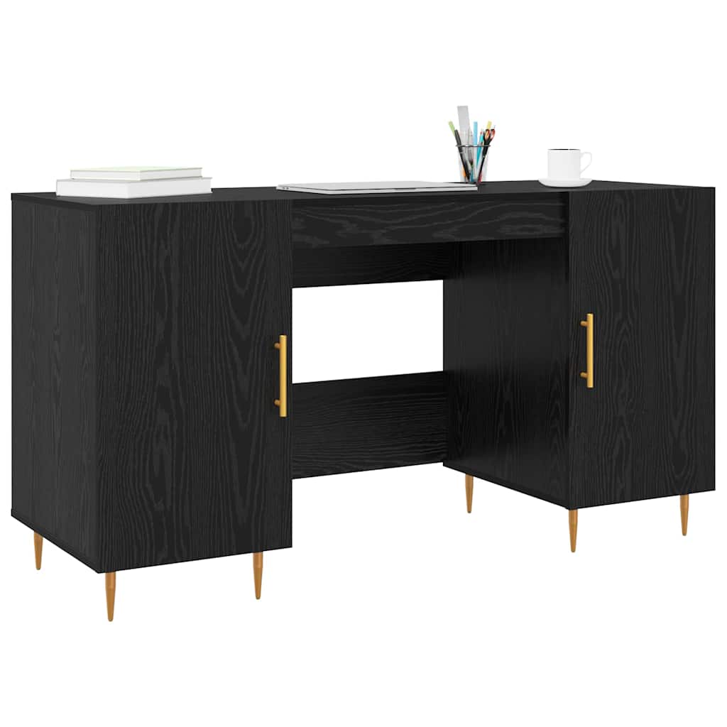 Bureau avec porte Chêne noir 140 x 50 x 75 cm Bois d'ingénierie - XIOS