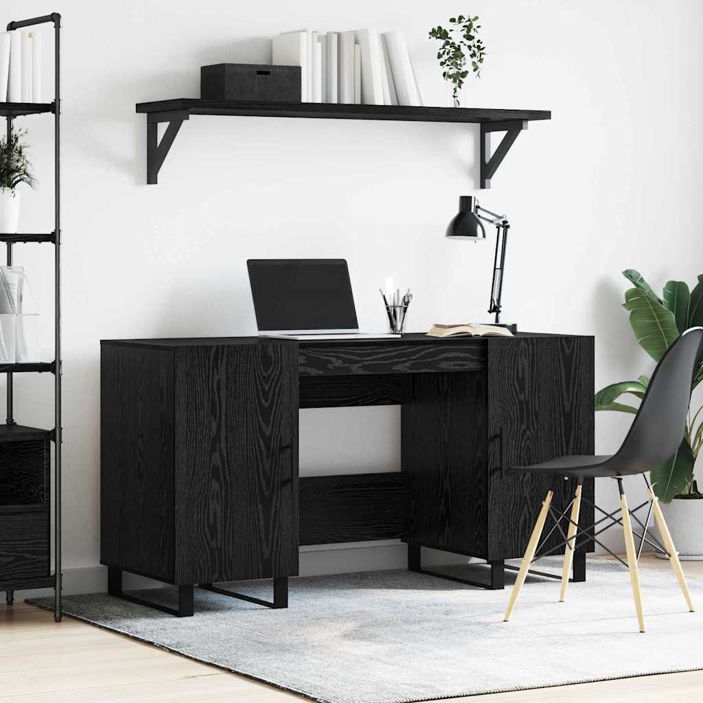 Bureau avec porte Chêne noir 140 x 50 x 75 cm Bois d'ingénierie - XIOS