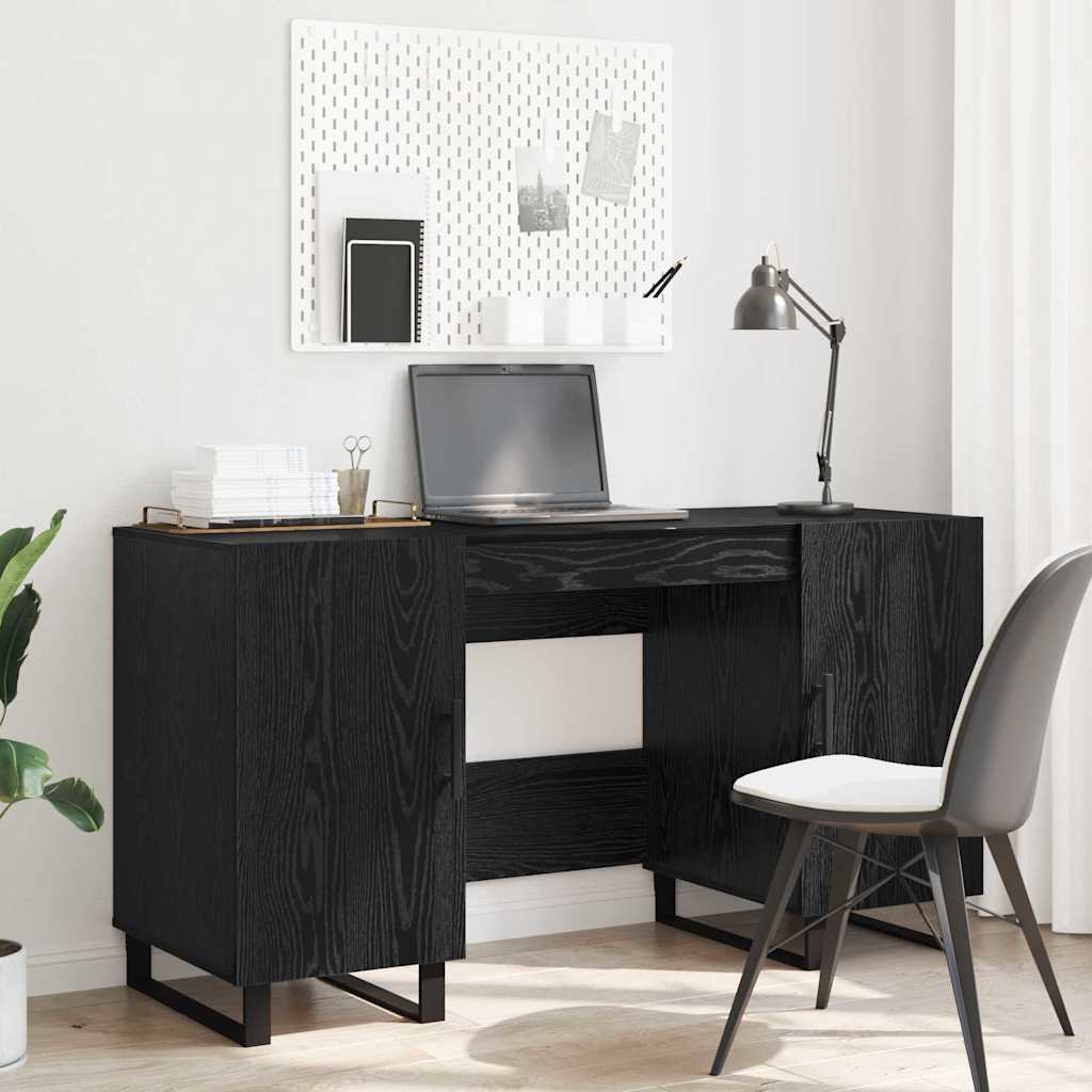 Bureau avec porte Chêne noir 140 x 50 x 75 cm Bois d'ingénierie - XIOS