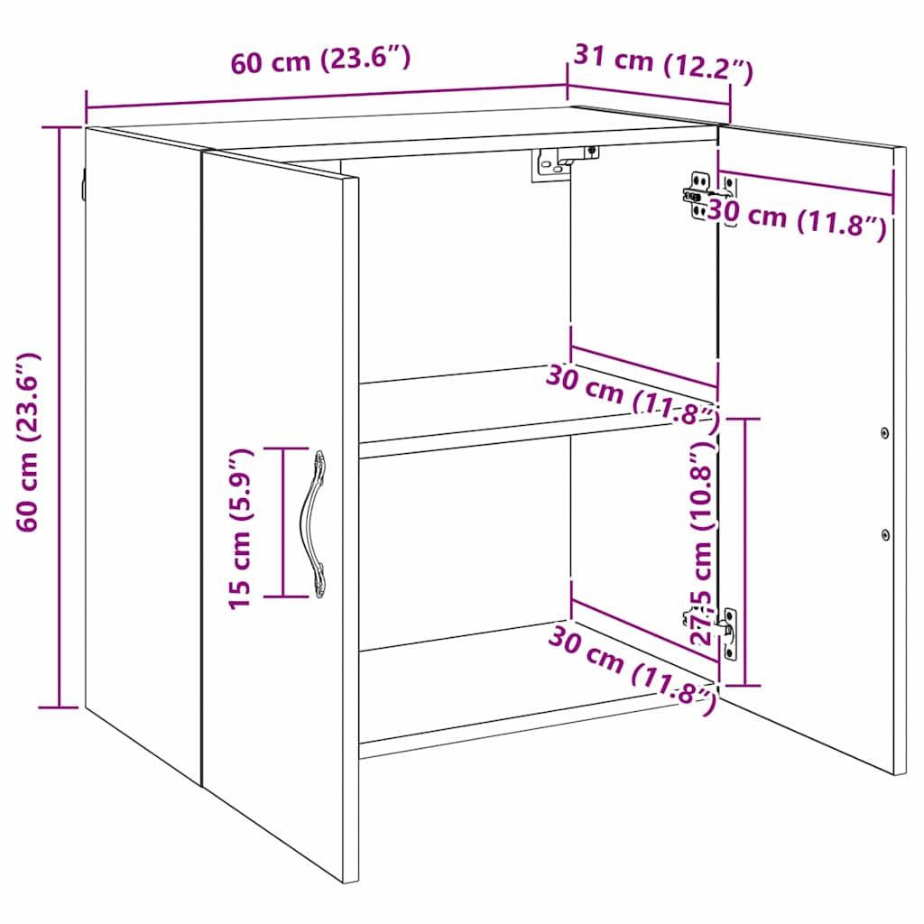 Meuble mural Bois ancien 60 x 31 x 60 cm Bois d'ingénierie