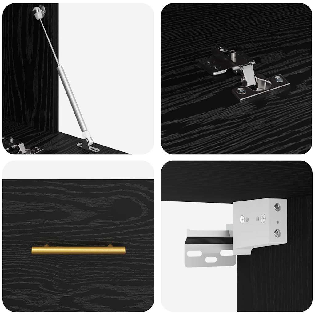 Meuble mural Chêne noir 80 x 36.5 x 35 cm Bois d'ingénierie