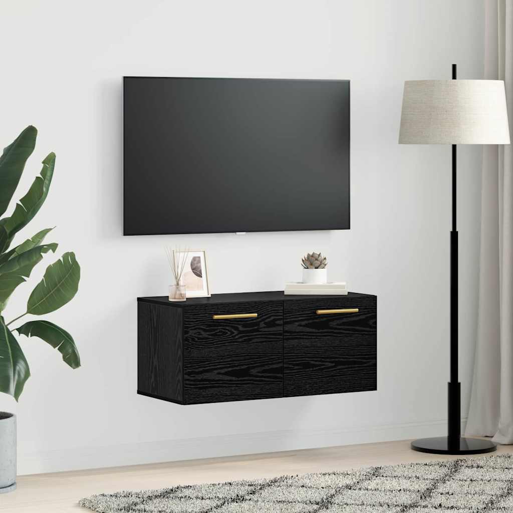 Meuble mural Chêne noir 80 x 36.5 x 35 cm Bois d'ingénierie