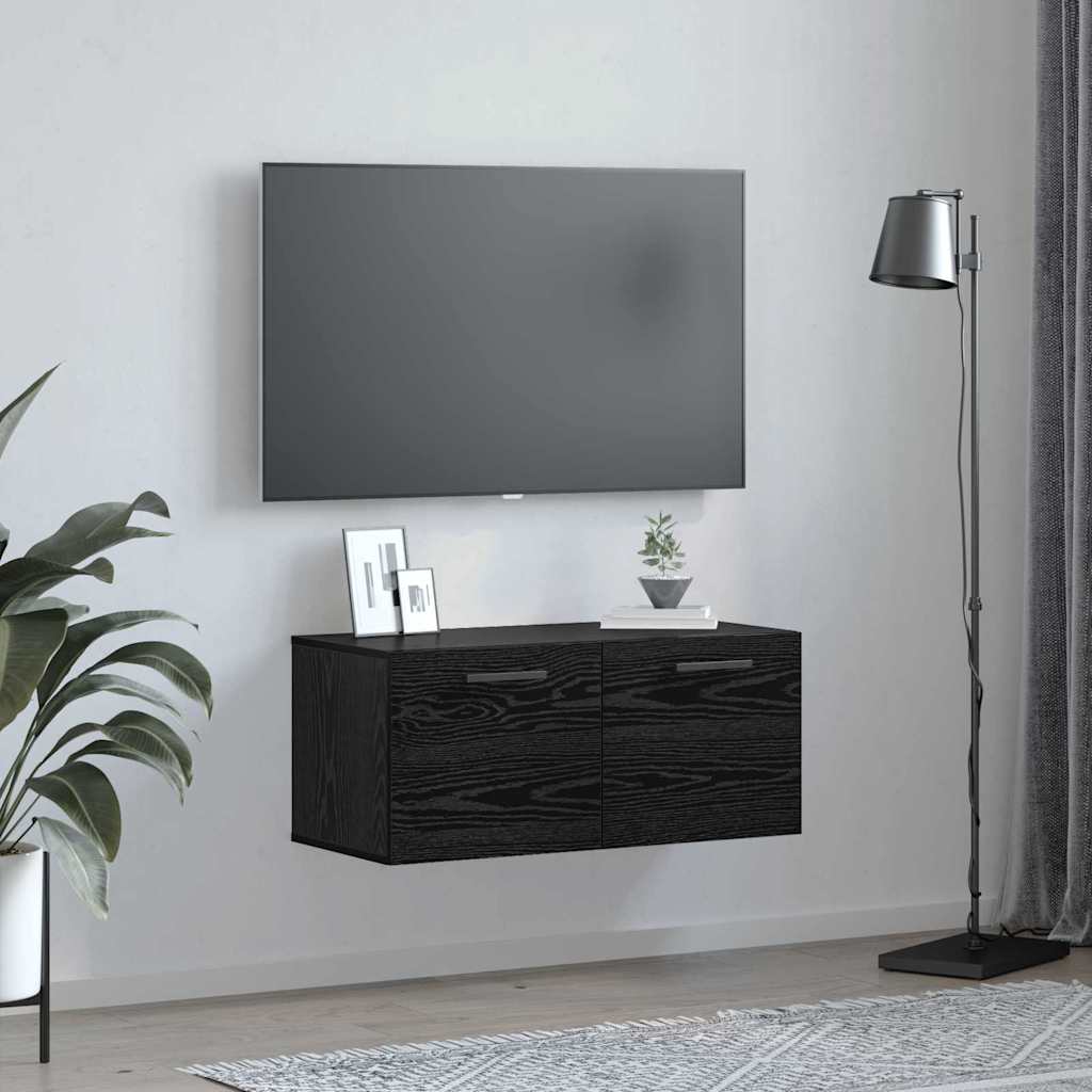 Meuble mural Chêne noir 80 x 36.5 x 35 cm Bois d'ingénierie