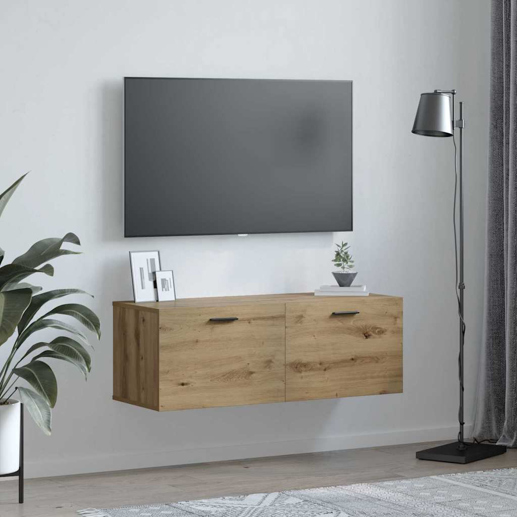 Meuble mural Montage mural chêne artisanal 100 x 36.5 x 35 cm