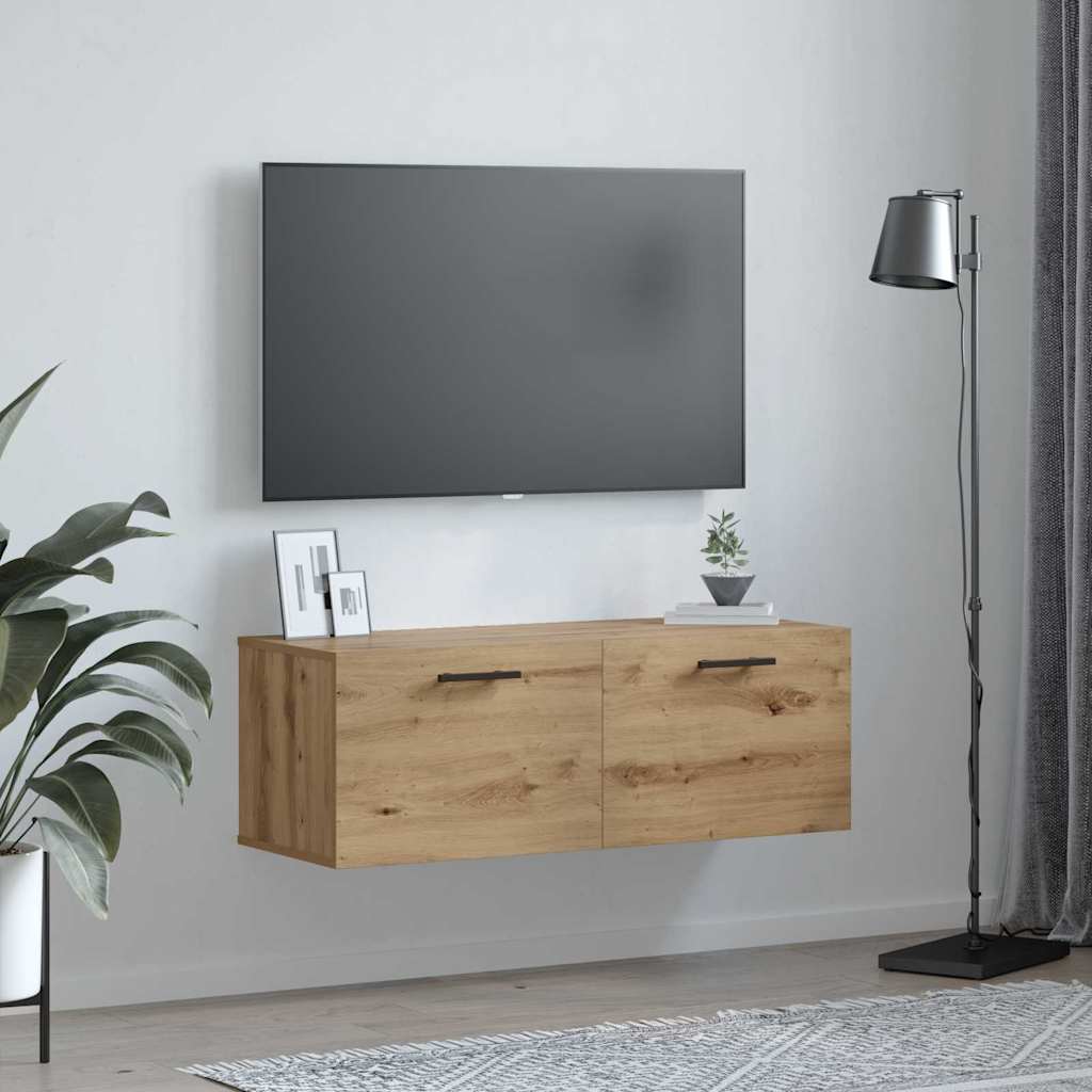 Meuble mural Montage mural chêne artisanal 100 x 36.5 x 35 cm