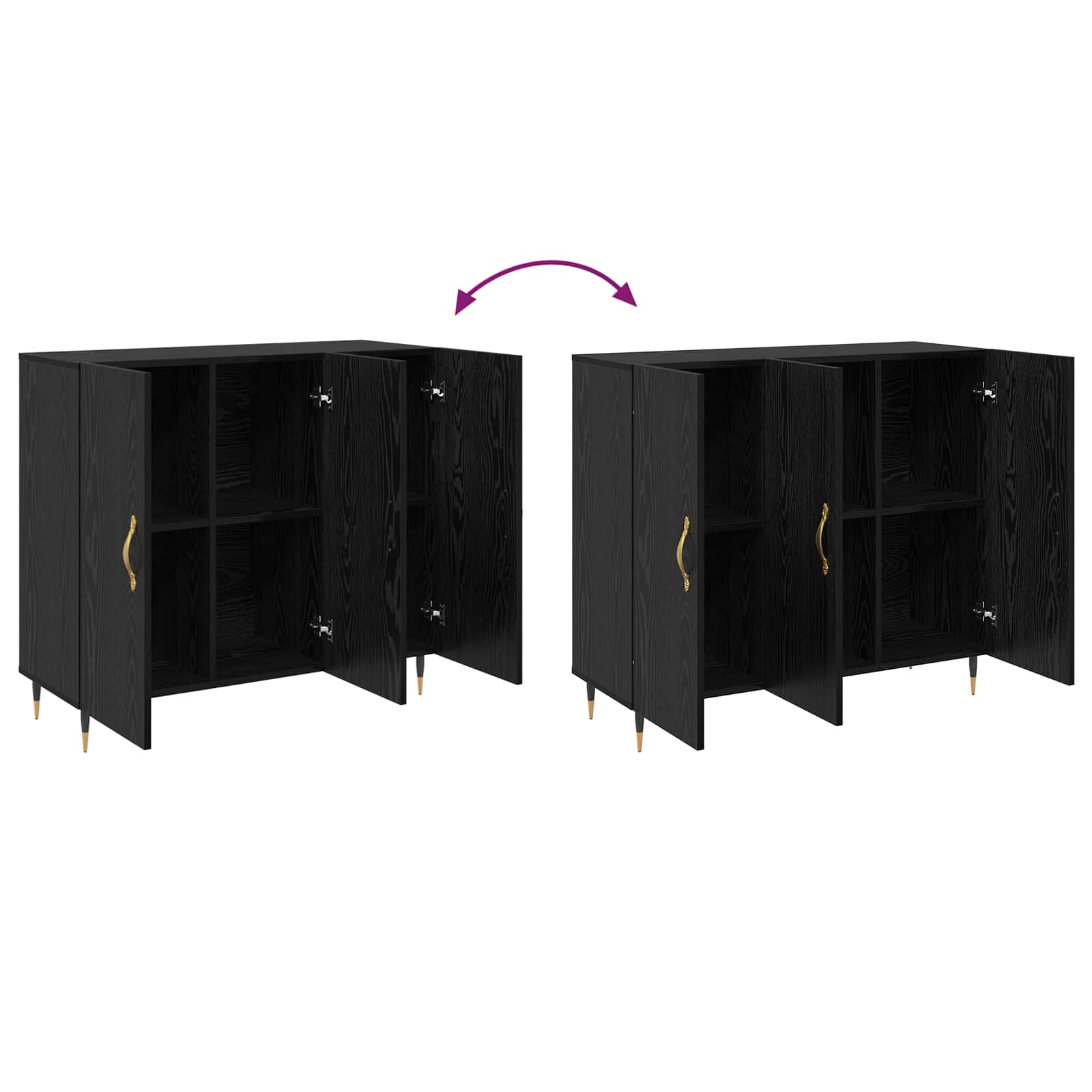 Buffet Chêne noir 90 x 34 x 80 cm Bois d'ingénierie - XIOS