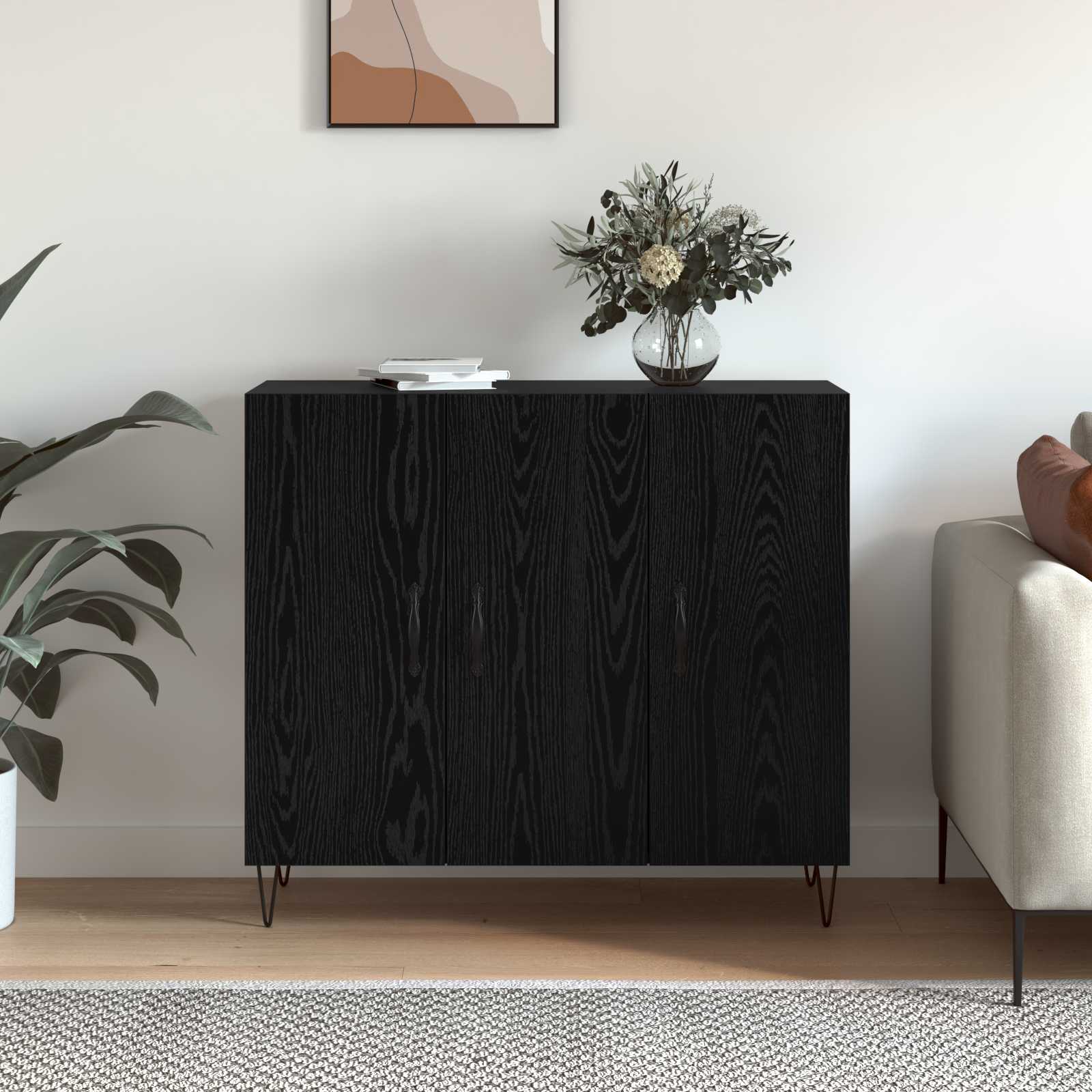 Buffet Chêne noir 90 x 32,5 x 80 cm Bois d'ingénierie - XIOS