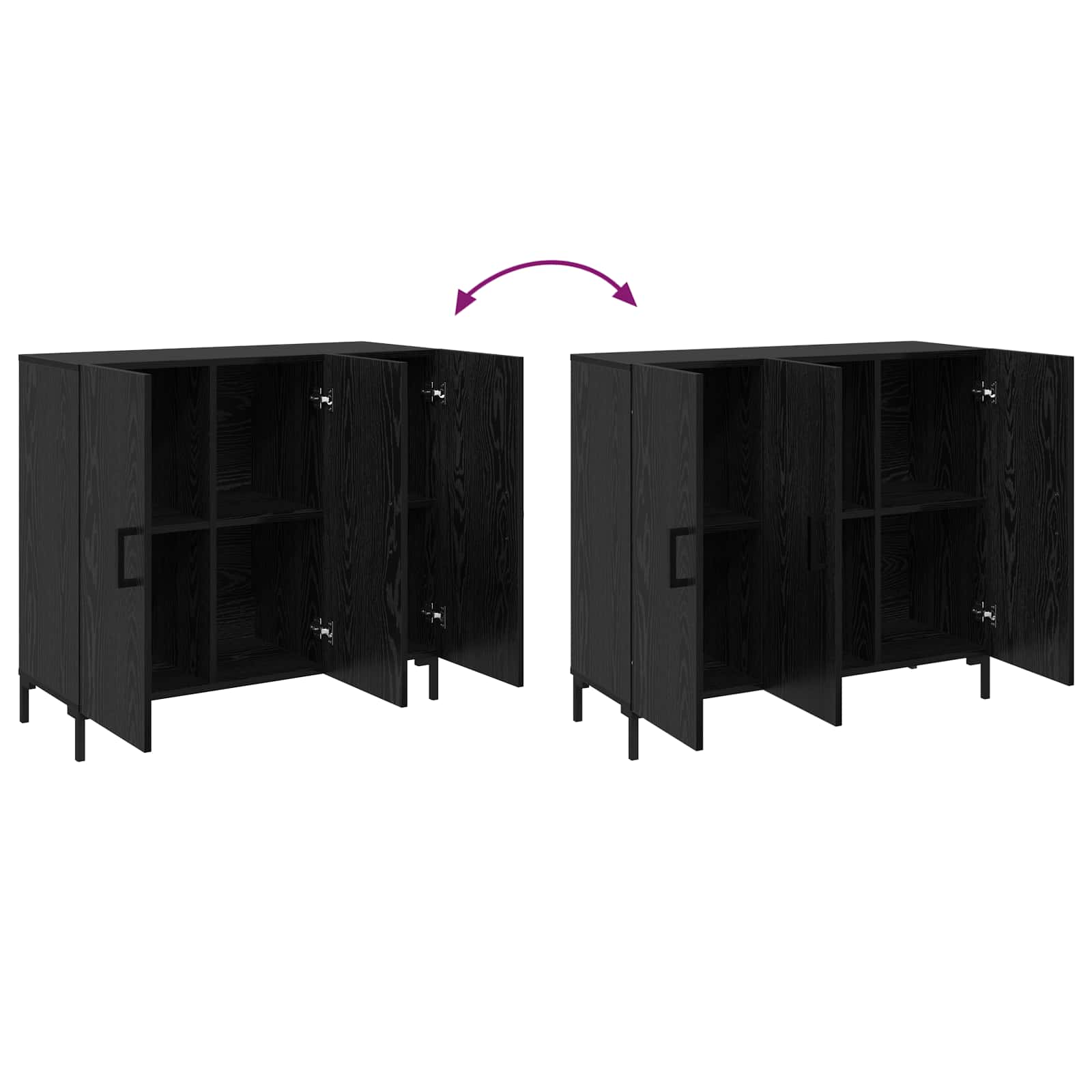 Buffet Chêne noir 90 x 34 x 80 cm Bois d'ingénierie - XIOS