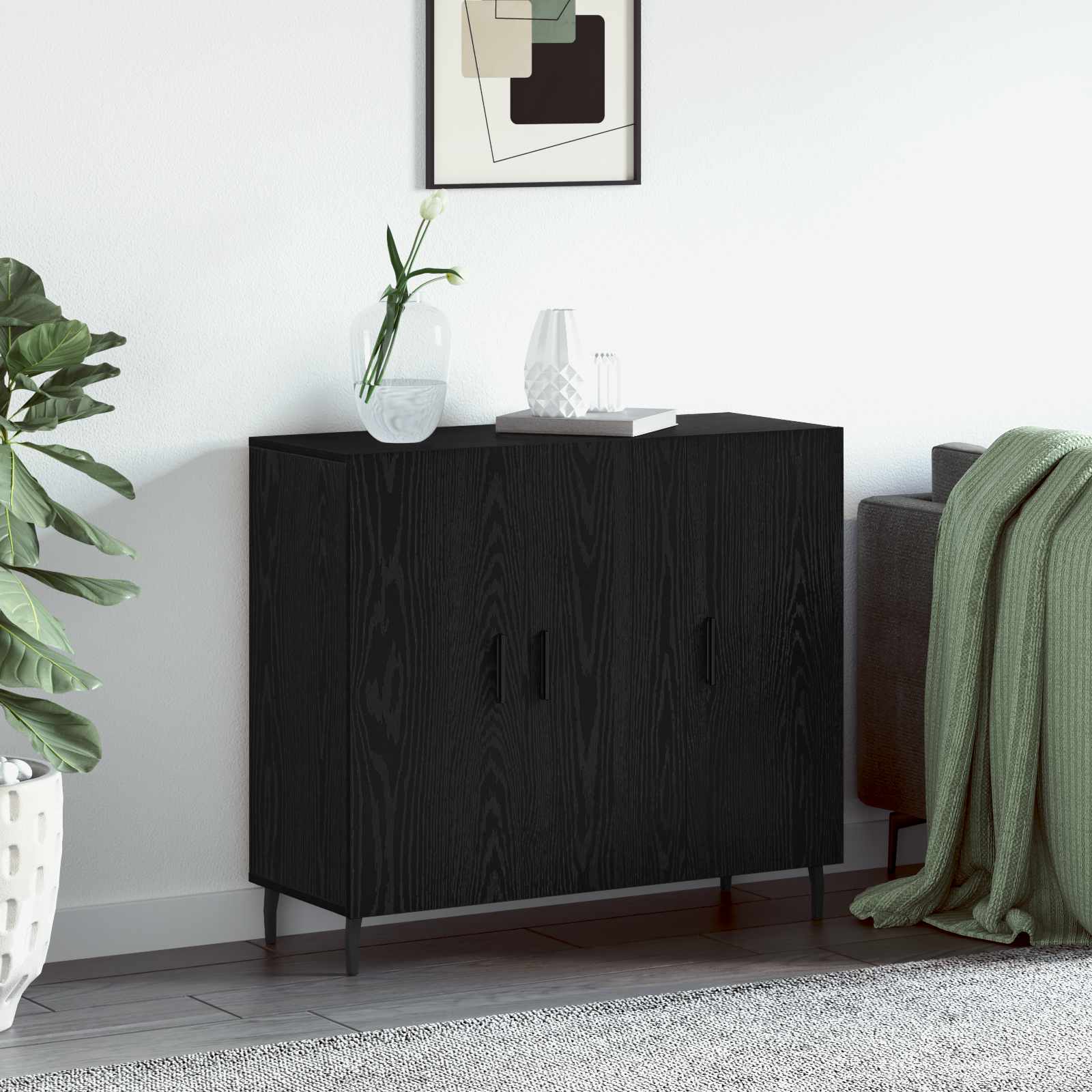 Buffet Chêne noir 90 x 34 x 80 cm Bois d'ingénierie - XIOS