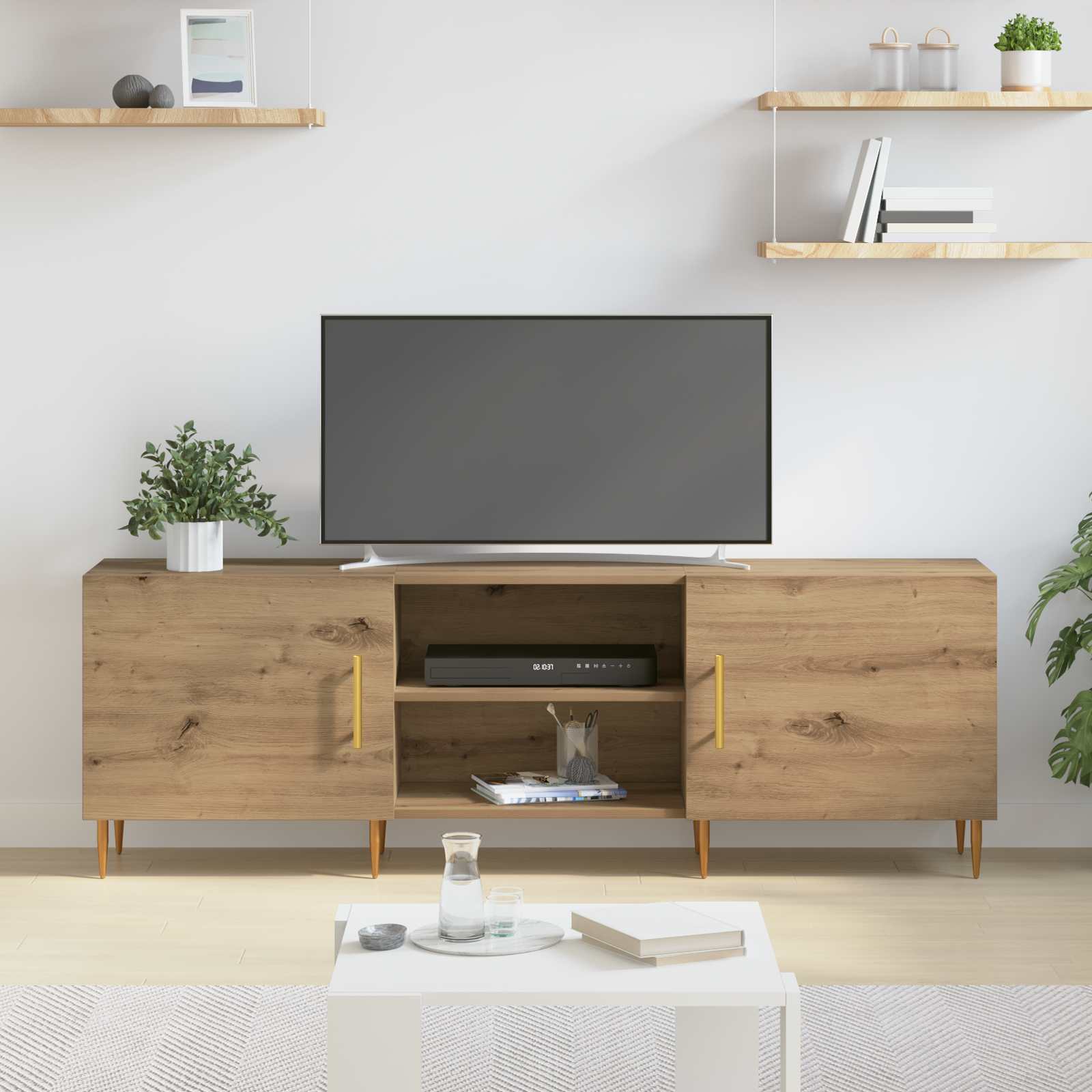 Meuble TV chêne artisanal 150 x 30 x 50 cm Bois d'ingénierie - XIOS