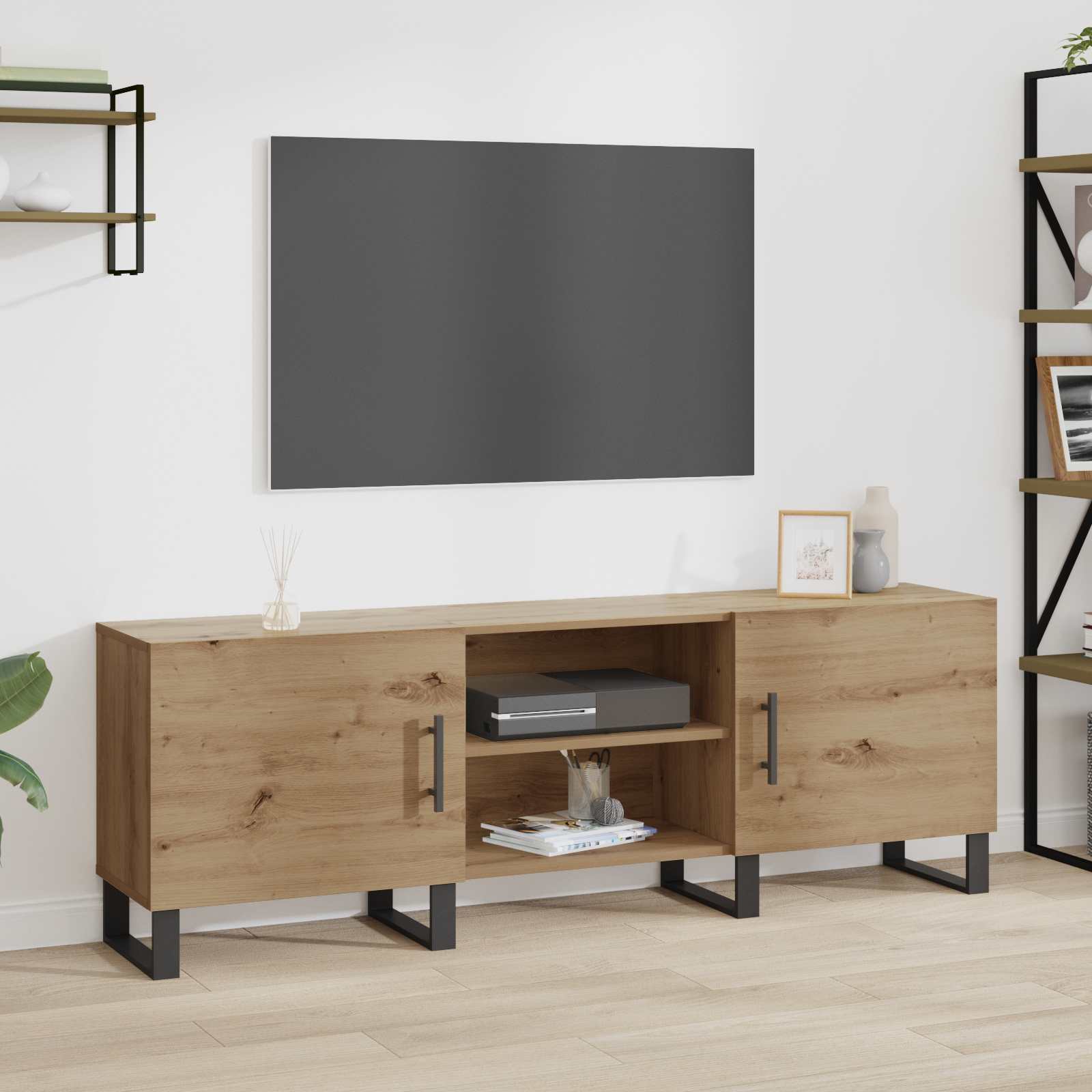 Meuble TV Chêne artisanal 150 x 30 x 50 cm Bois d'ingénierie - XIOS