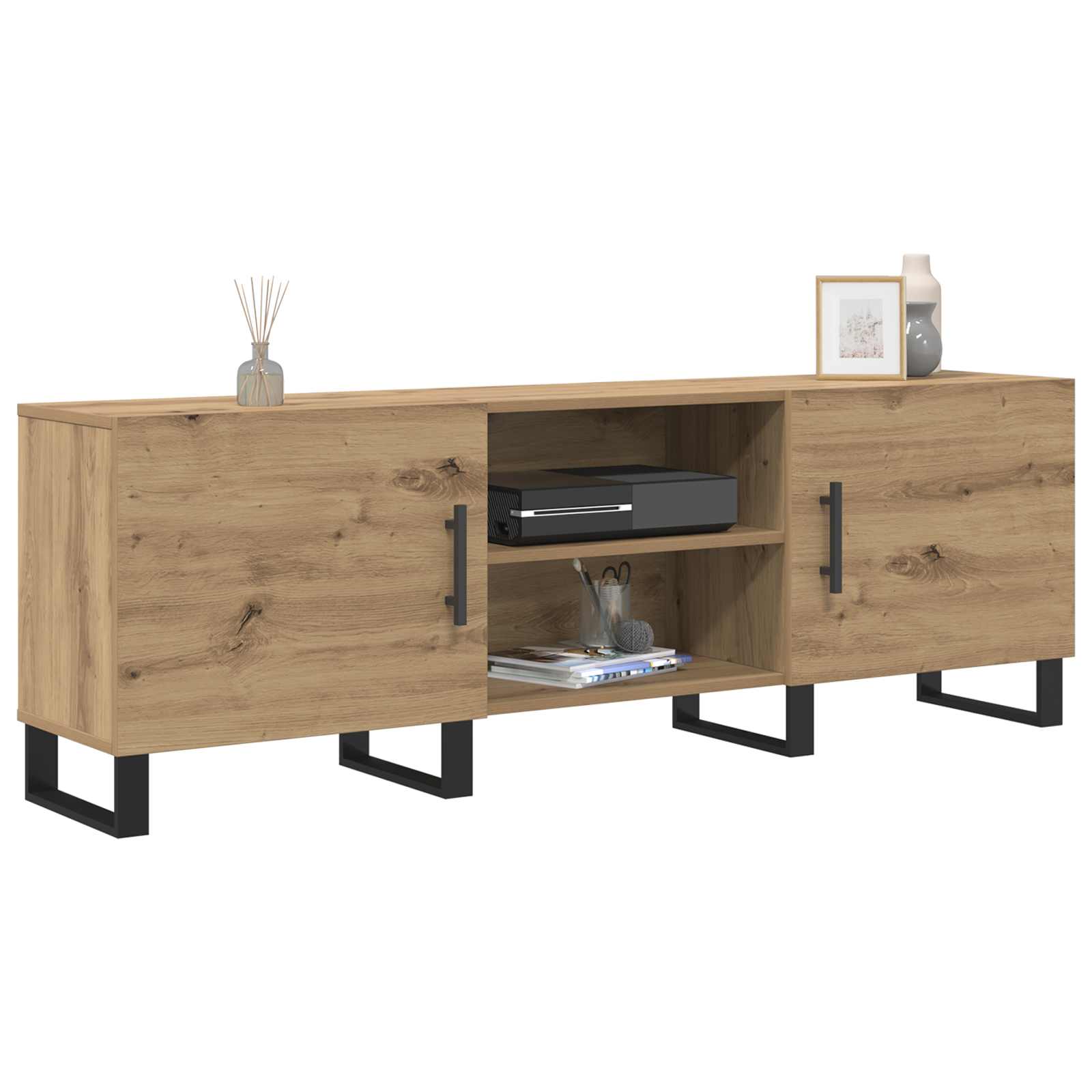 Meuble TV Chêne artisanal 150 x 30 x 50 cm Bois d'ingénierie - XIOS