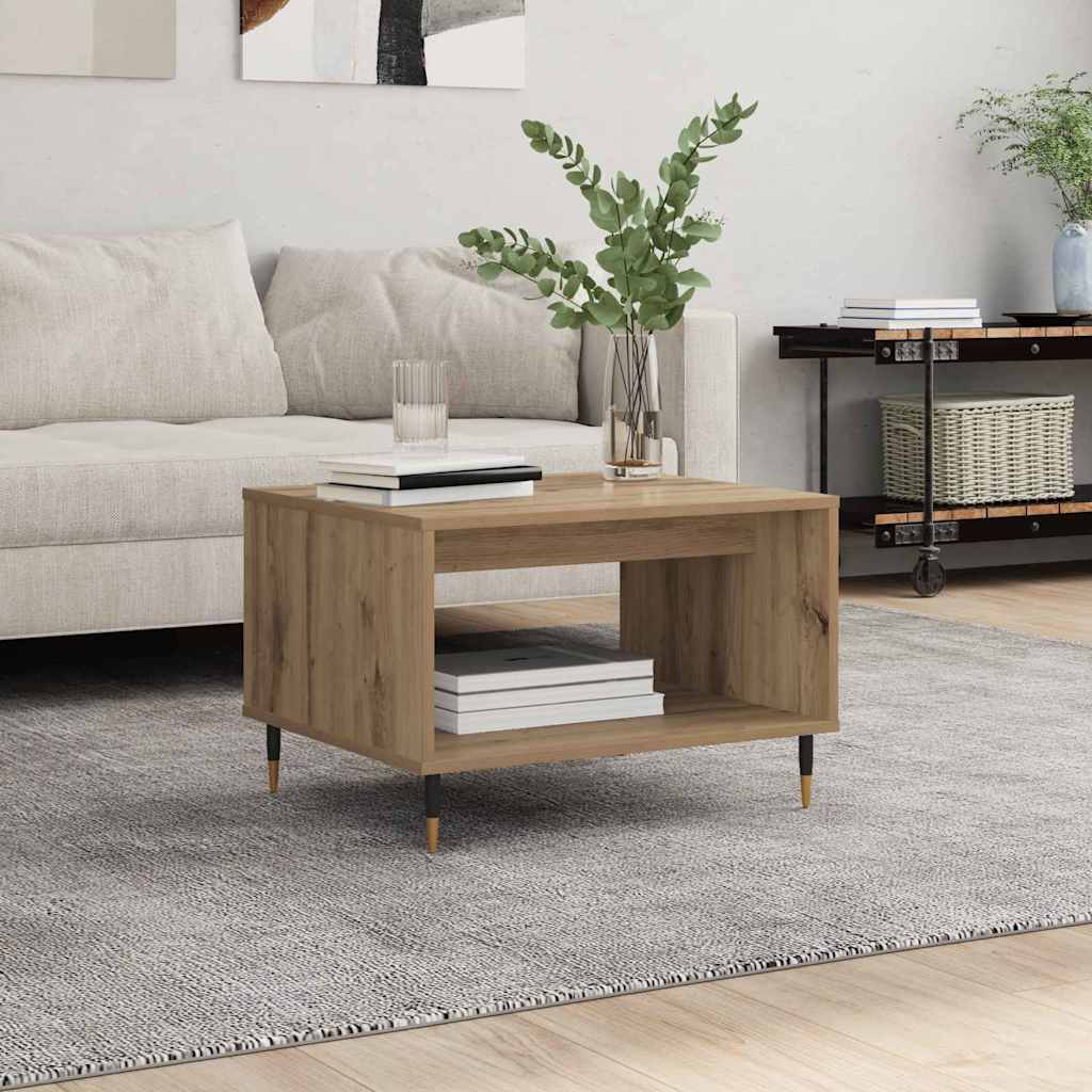 Table basse chêne artisanal 60 x 50 x 40 cm Bois d'ingénierie - XIOS