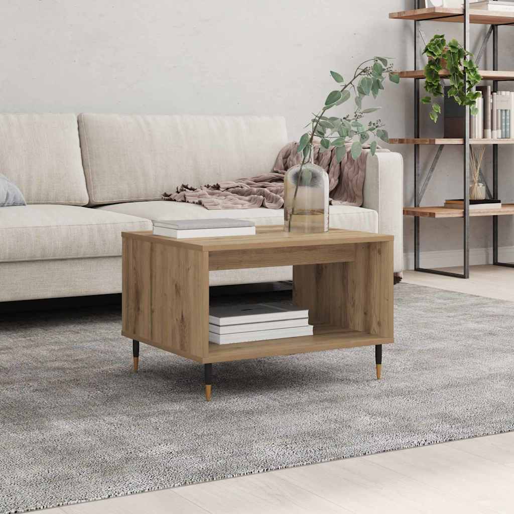 Table basse chêne artisanal 60 x 50 x 40 cm Bois d'ingénierie - XIOS