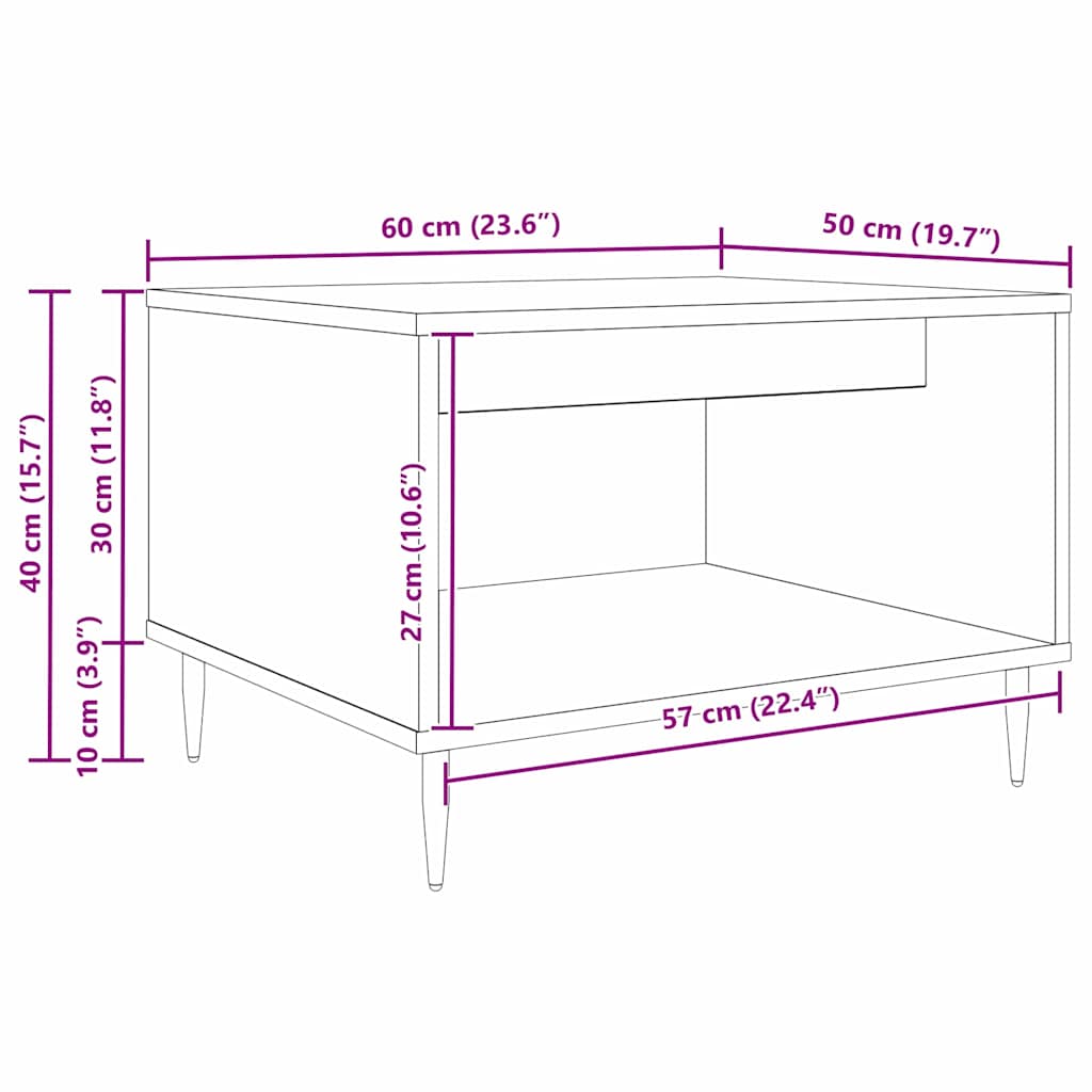 Table basse chêne artisanal 60 x 50 x 40 cm Bois d'ingénierie - XIOS