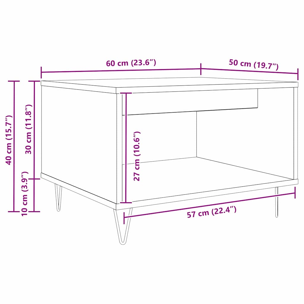 Table basse Chêne noir 60 x 50 x 40 cm Bois d'ingénierie - XIOS