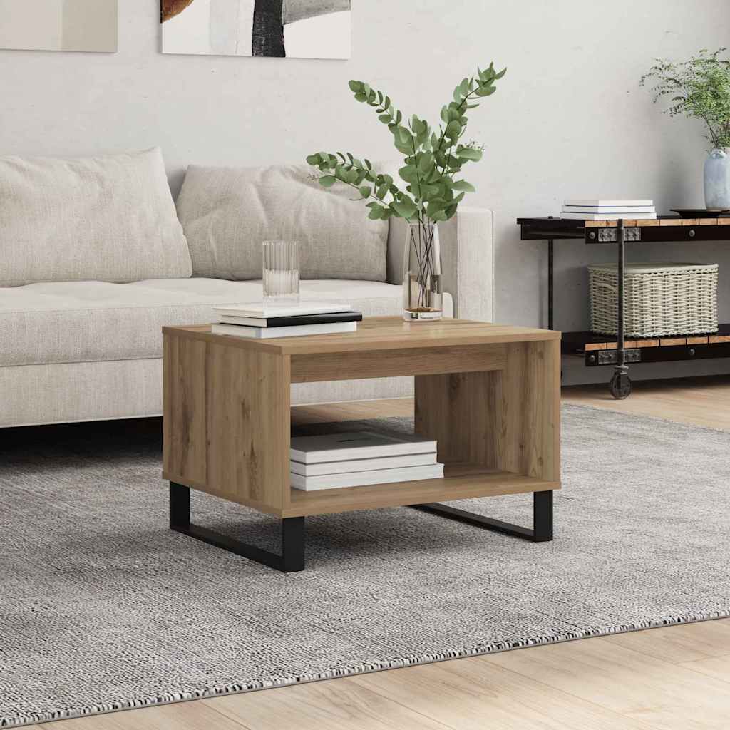 Table basse chêne artisanal 60 x 50 x 40 cm Bois d'ingénierie - XIOS
