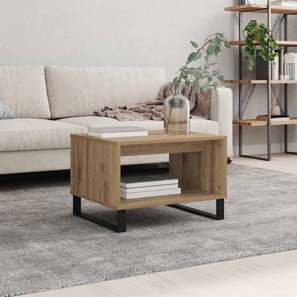 Table basse chêne artisanal 60 x 50 x 40 cm Bois d'ingénierie - XIOS